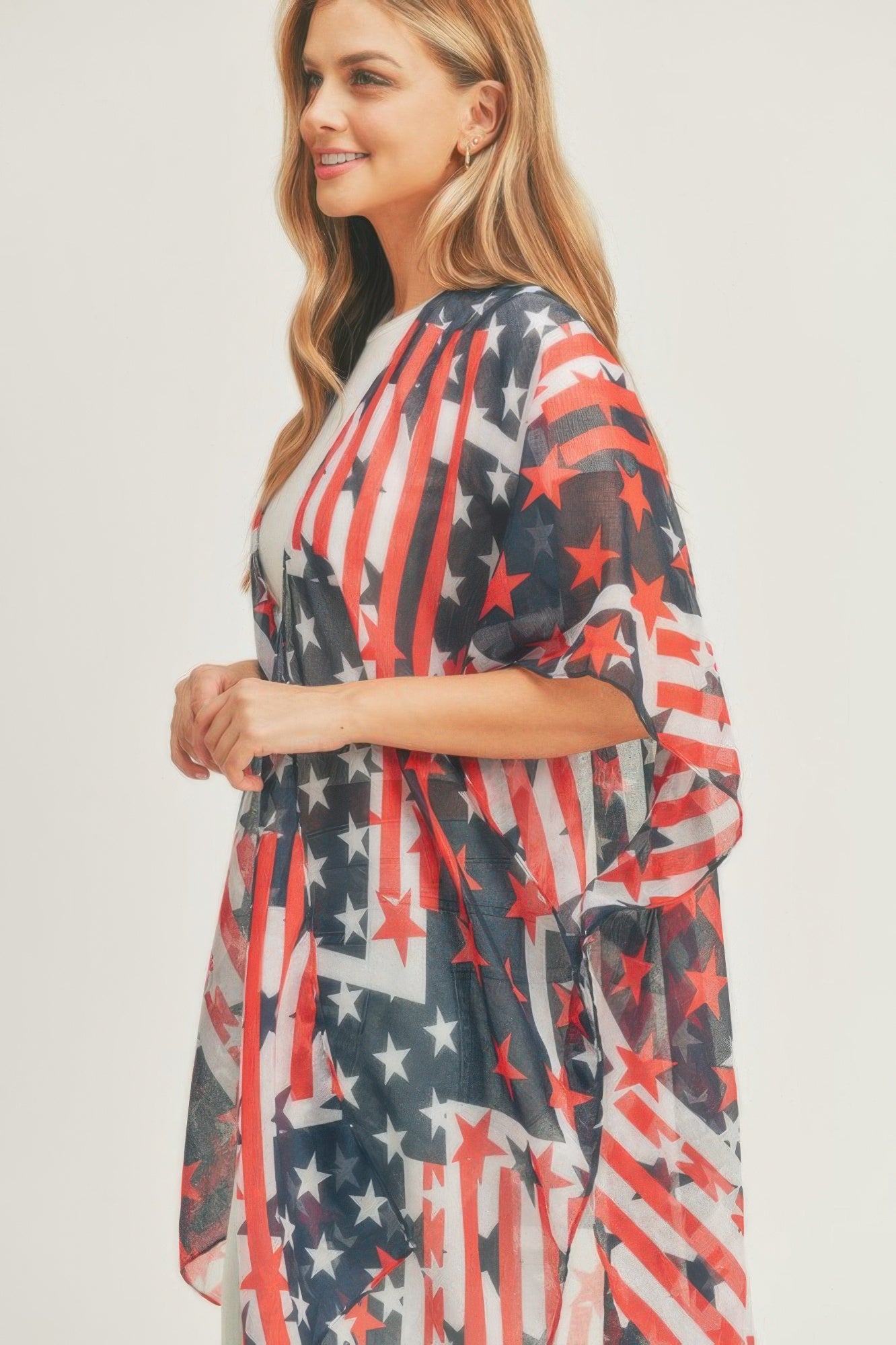 American Flag Open-Front Kimono
