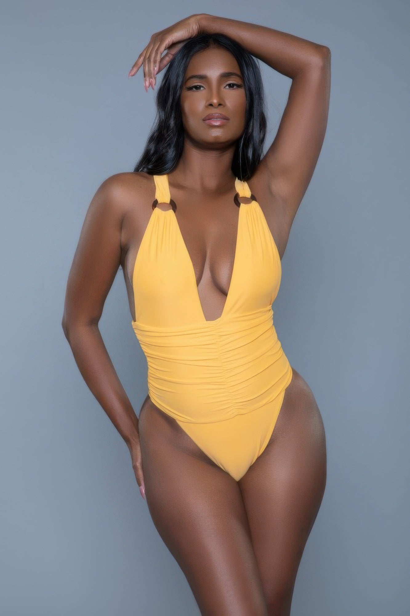 Abigail Yellow Plunge One-Piece Swimsuit