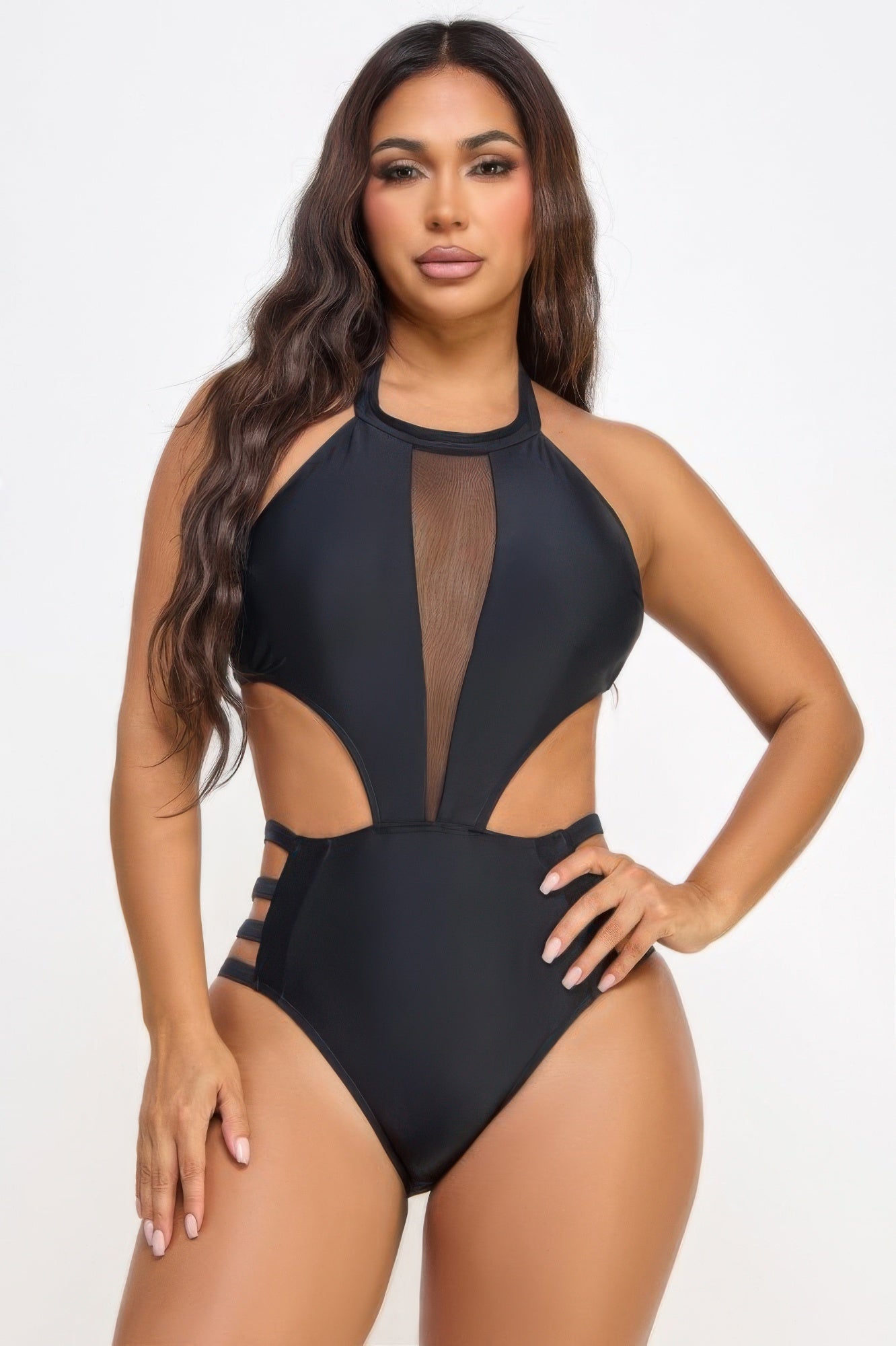 Calista Mesh-Front One-Piece Swimsuit