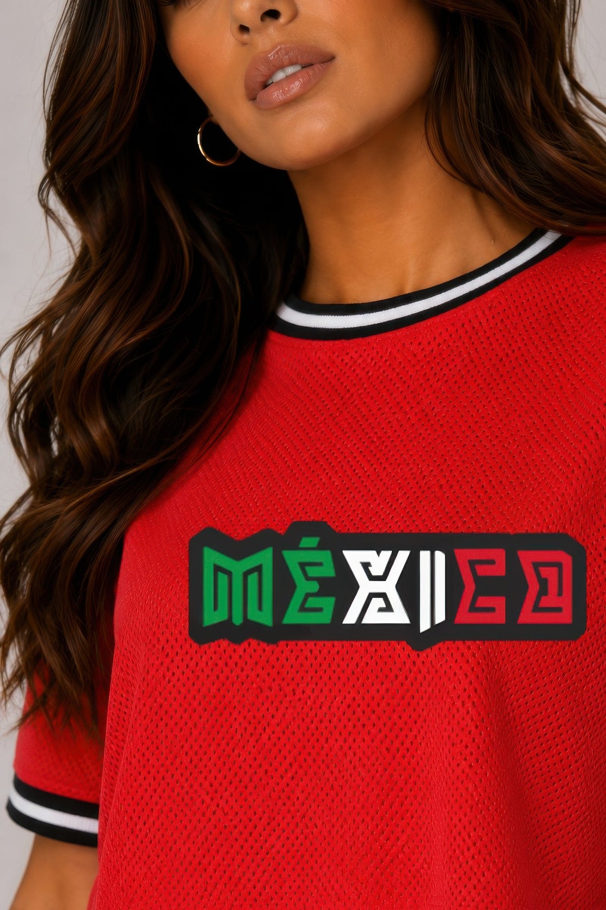 Micro Mesh Mexico Print Crop Top - Style 1