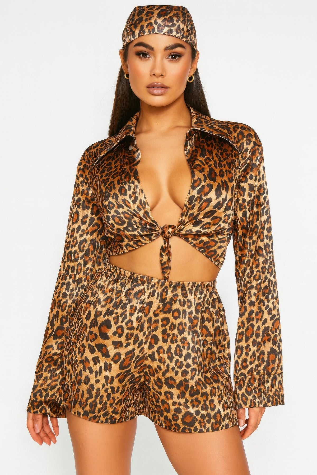 Leopard Print Two Piece Set in Brown