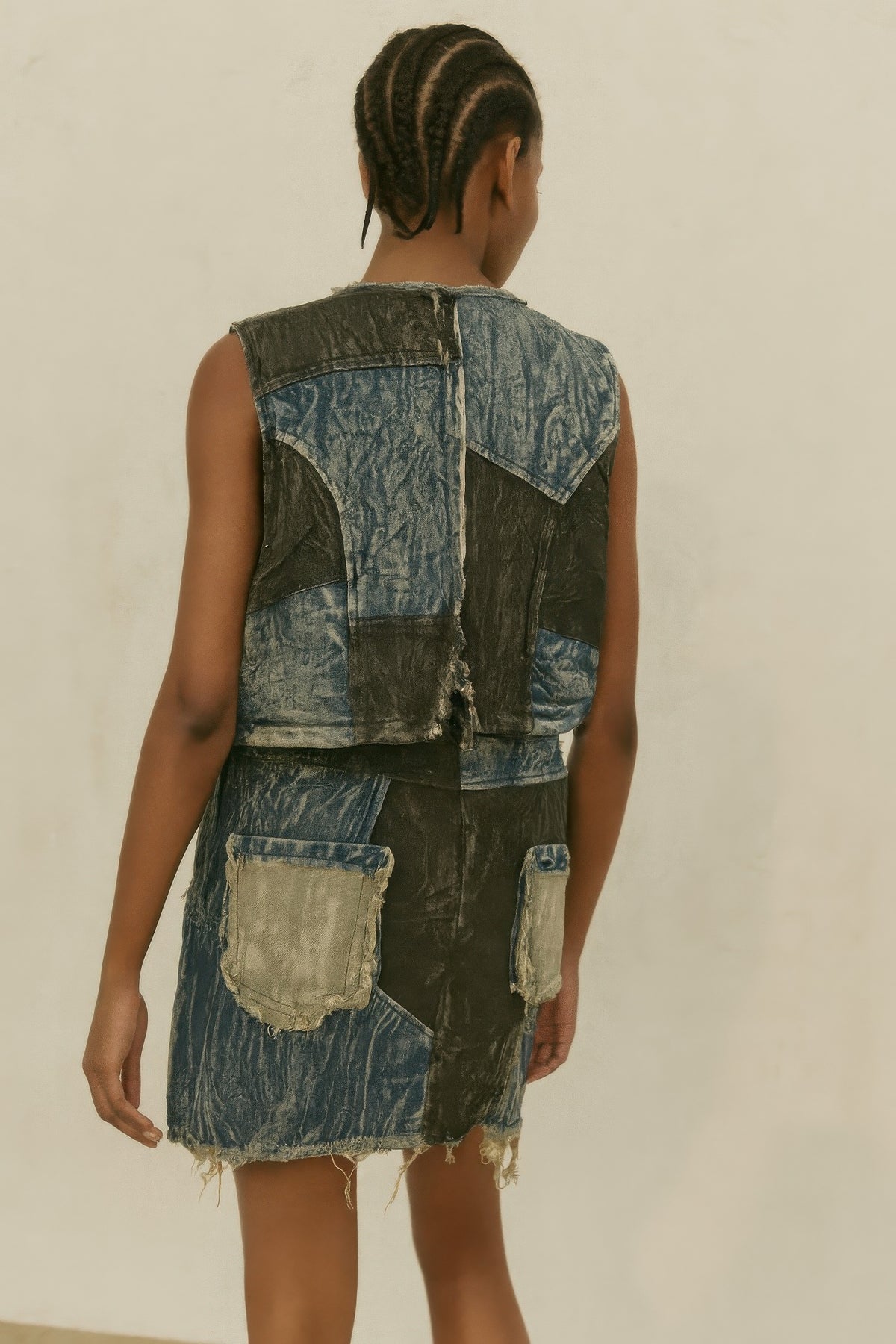 Multi Denim Two Piece Set in Black