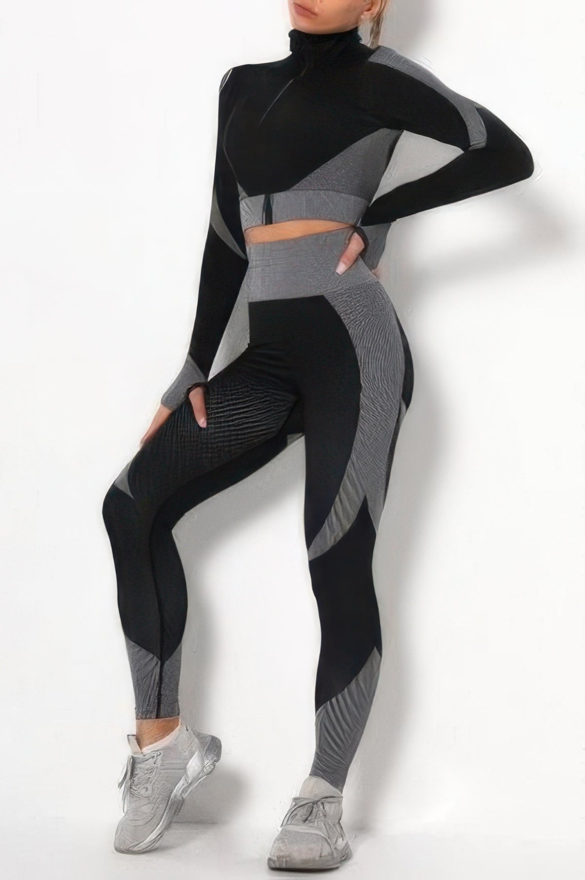 Color Block Activewear Set in Grey