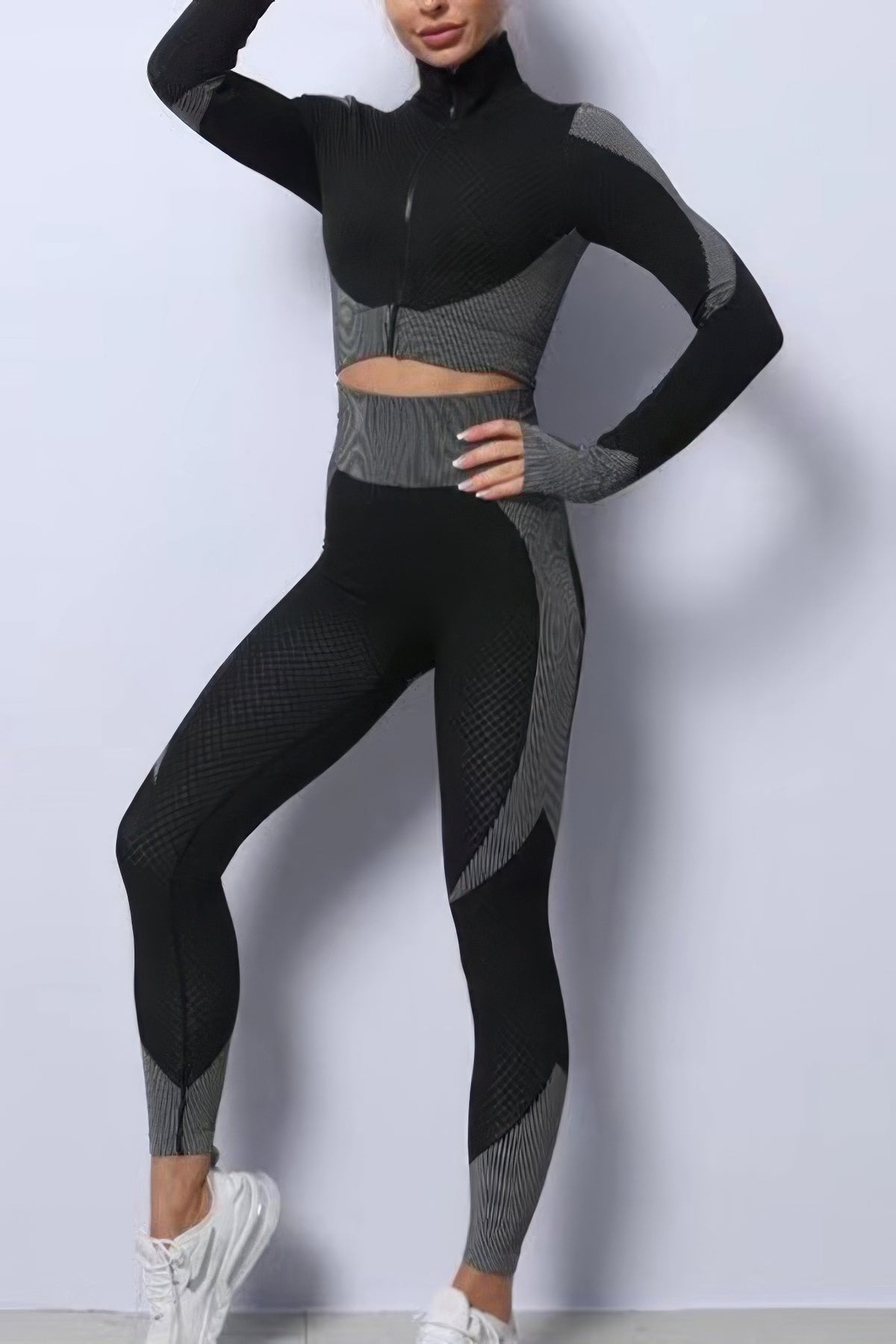 Color Block Activewear Set in Grey