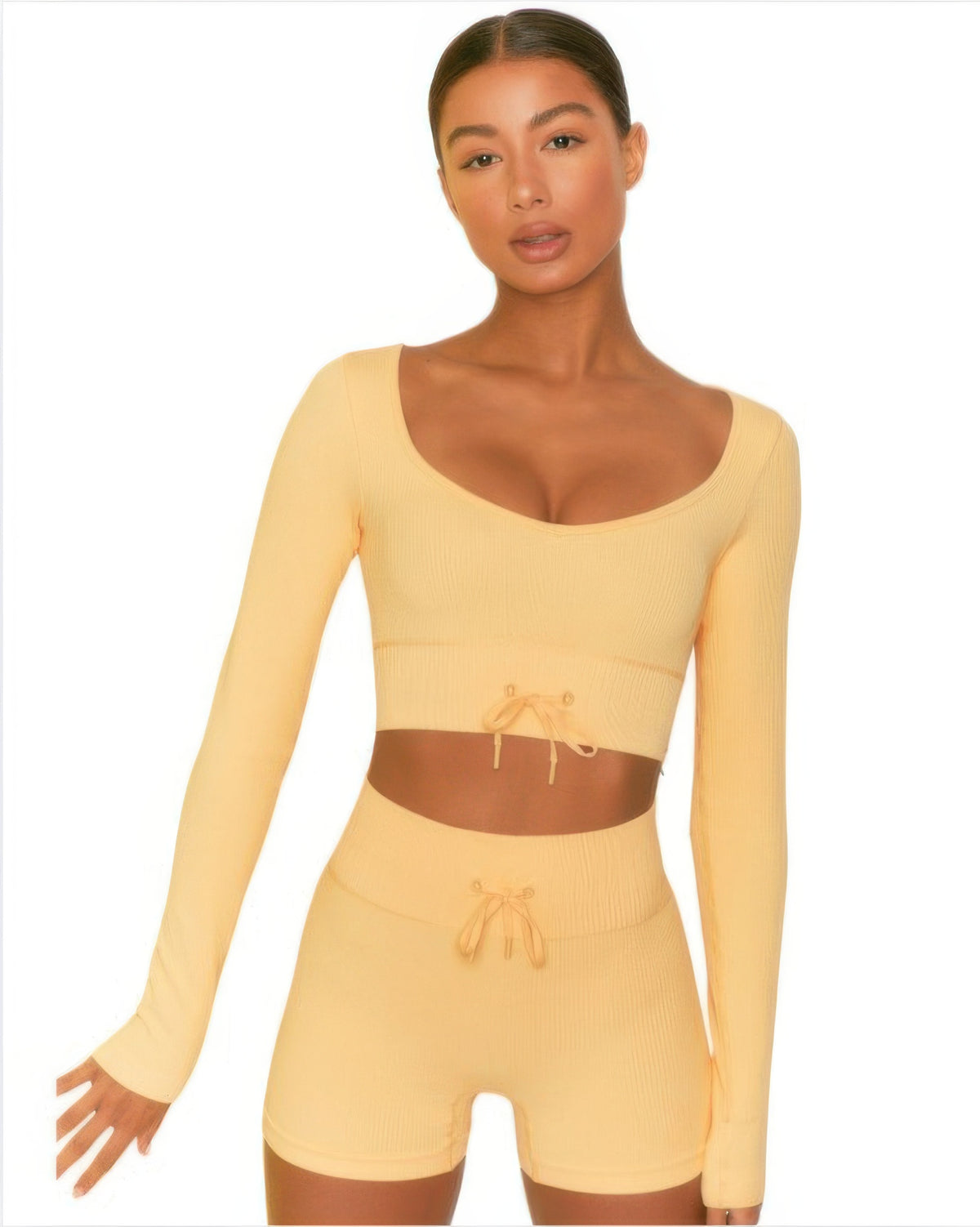 Seamless Top And Short Set in Yellow