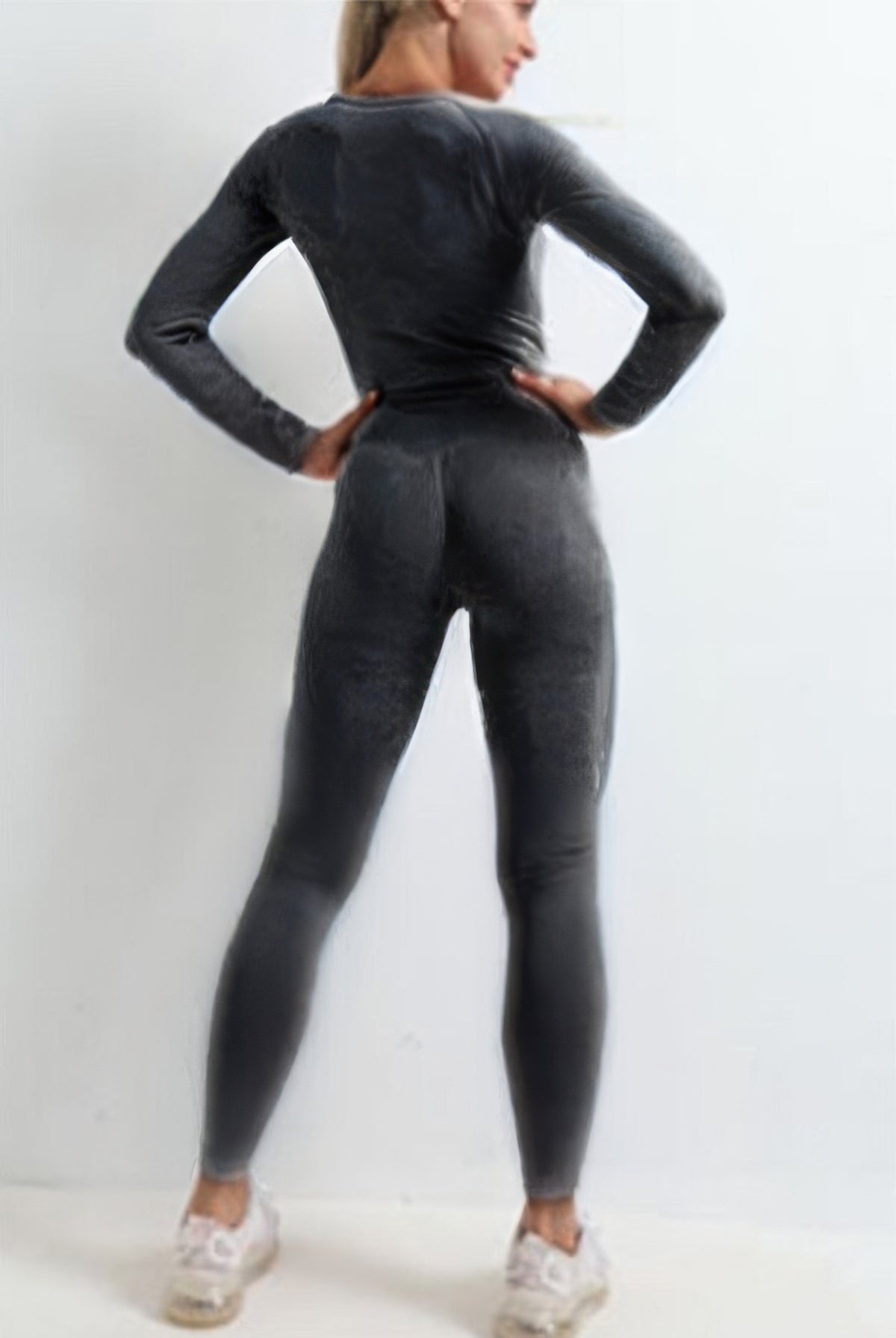 Two Piece Solid Set in Dark grey