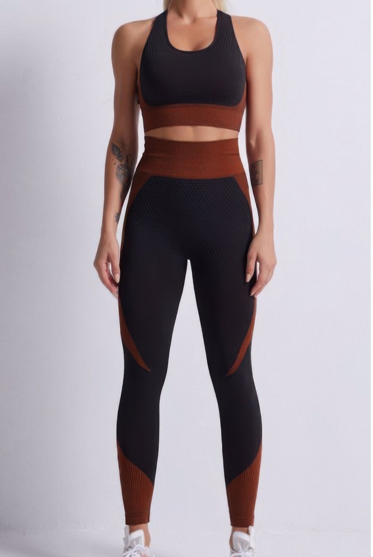 Seamless Color Block Yoga Set in Orange
