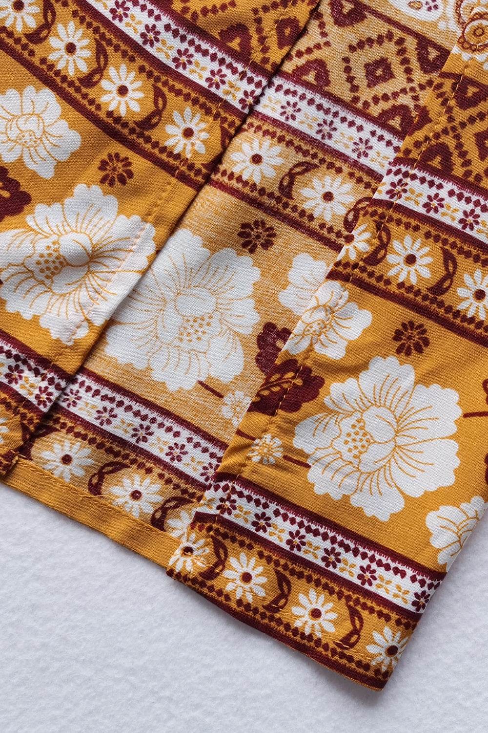 Printed Half Sleeve Top and Slit Skirt Set - DaTrendStore.Com
