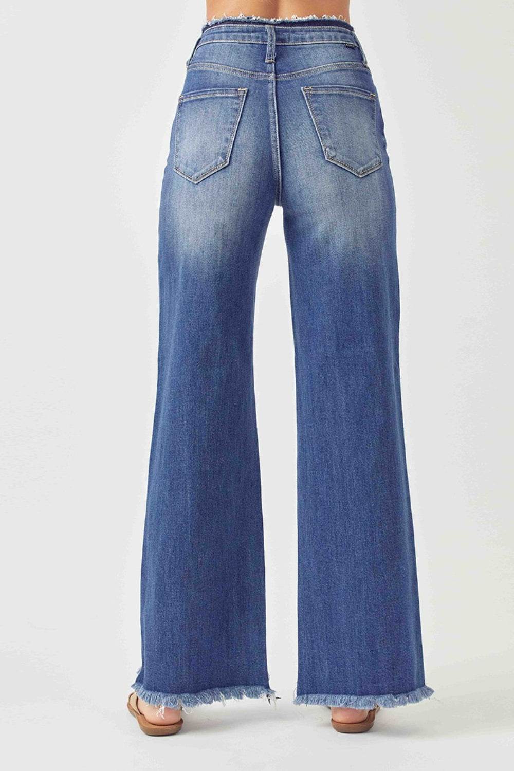 RISEN High Waist Raw Hem Wide Leg Jeans - DaTrendStore.Com