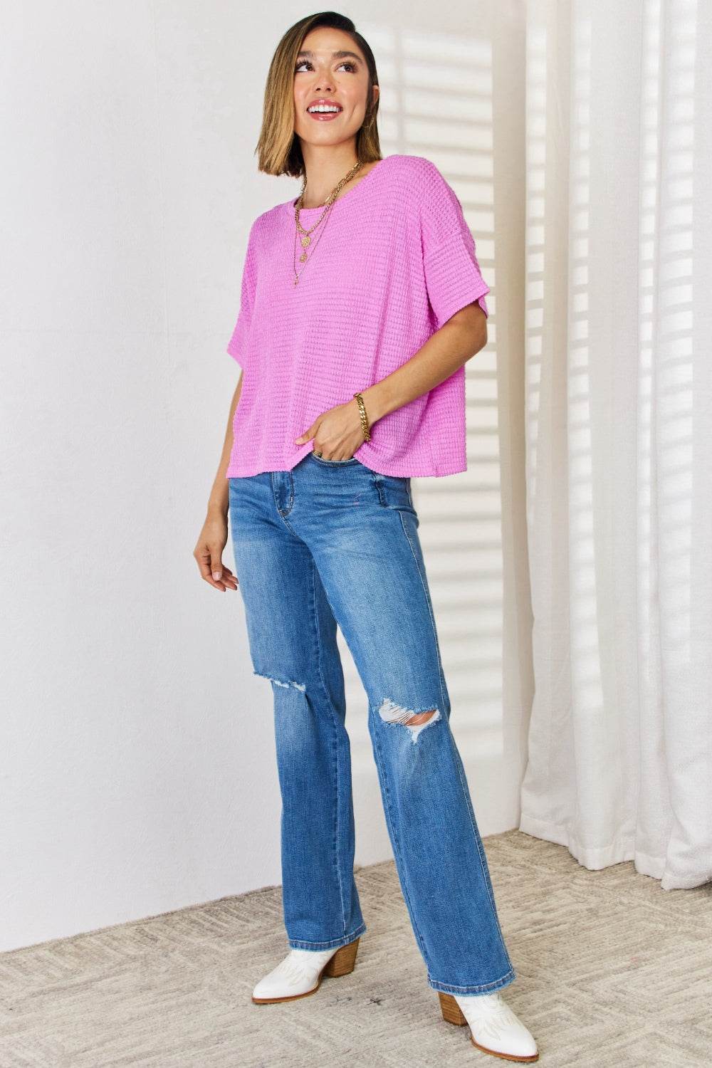 Zenana Full Size Round Neck Short Sleeve Top - DaTrendStore.Com