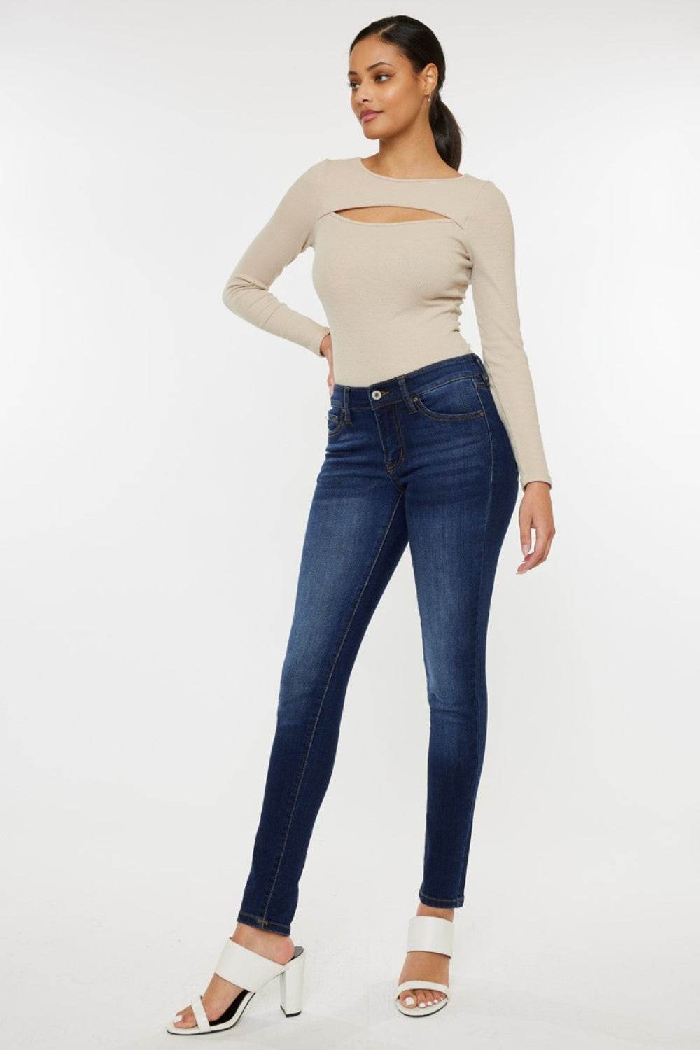 Kancan Mid Rise Gradient Skinny Jeans - DaTrendStore.Com