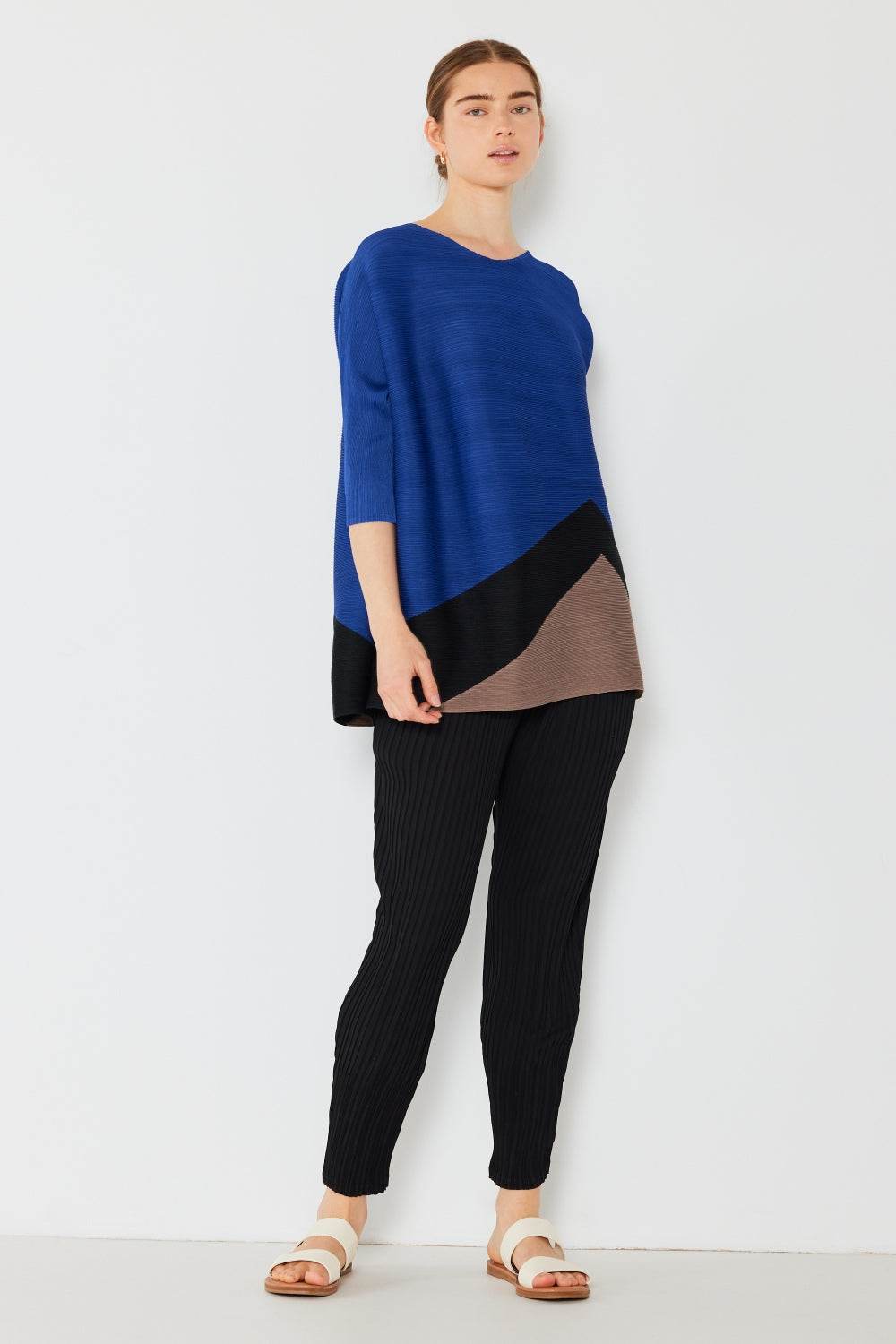 Marina West Swim Pleated Horizontal Rib Color Block Top - DaTrendStore.Com