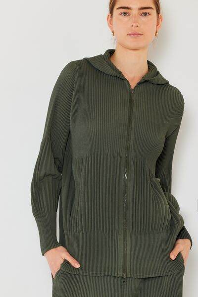 Marina West Swim Pleated Unisex Plisse Jacket with 2 Way Zipper - DaTrendStore.Com