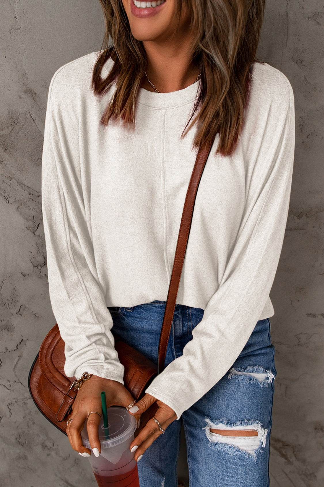 Double Take Full Size Round Neck Long Sleeve T-Shirt - DaTrendStore.Com