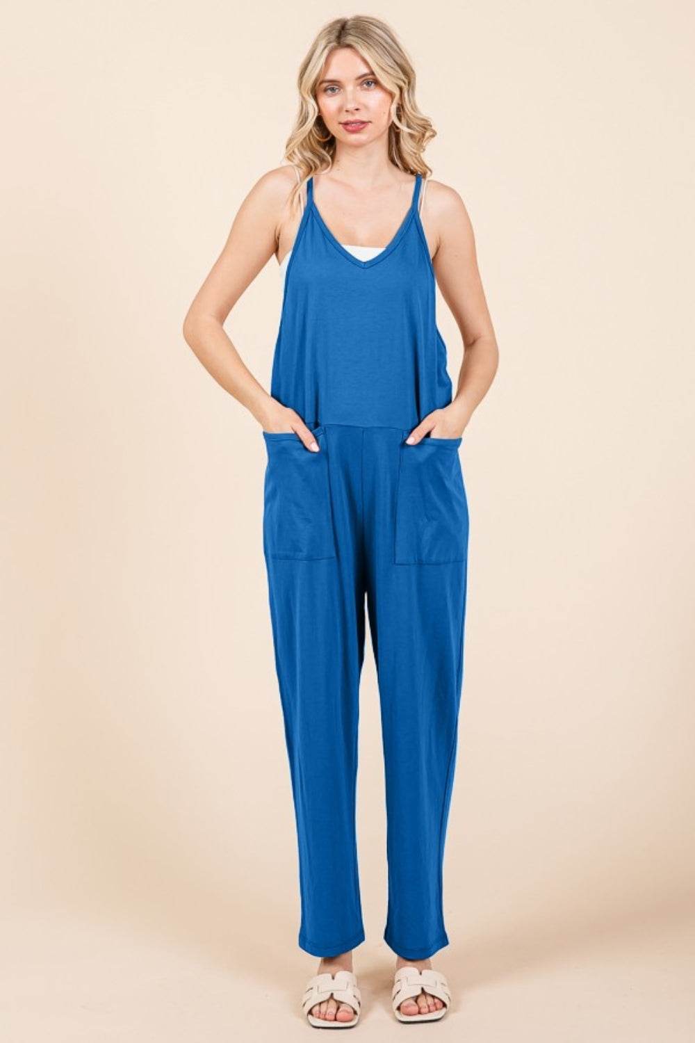 Culture Code Full Size Sleeveless Jumpsuit with Pockets - DaTrendStore.Com