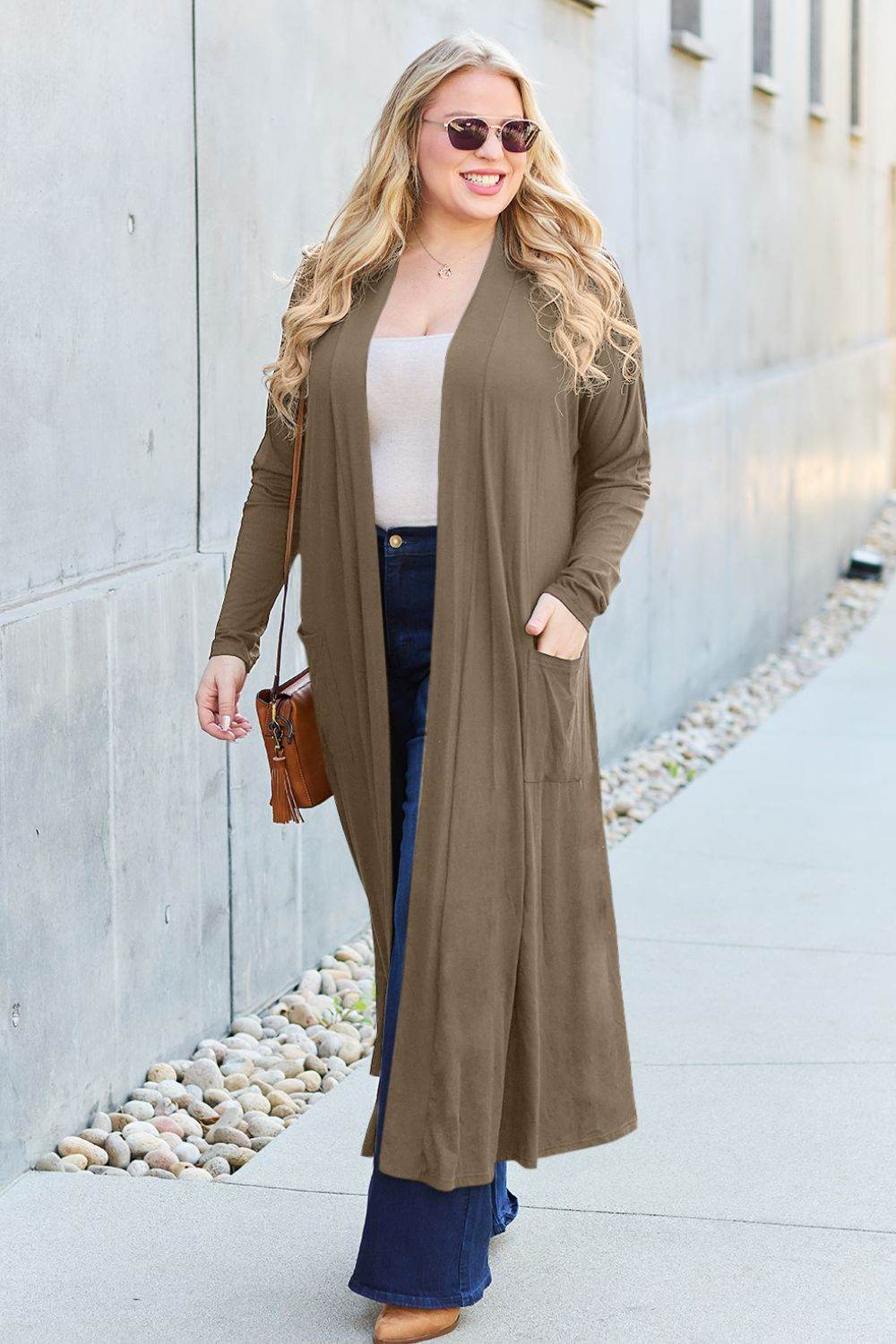 Basic Bae Full Size Open Front Long Sleeve Cover Up - DaTrendStore.Com