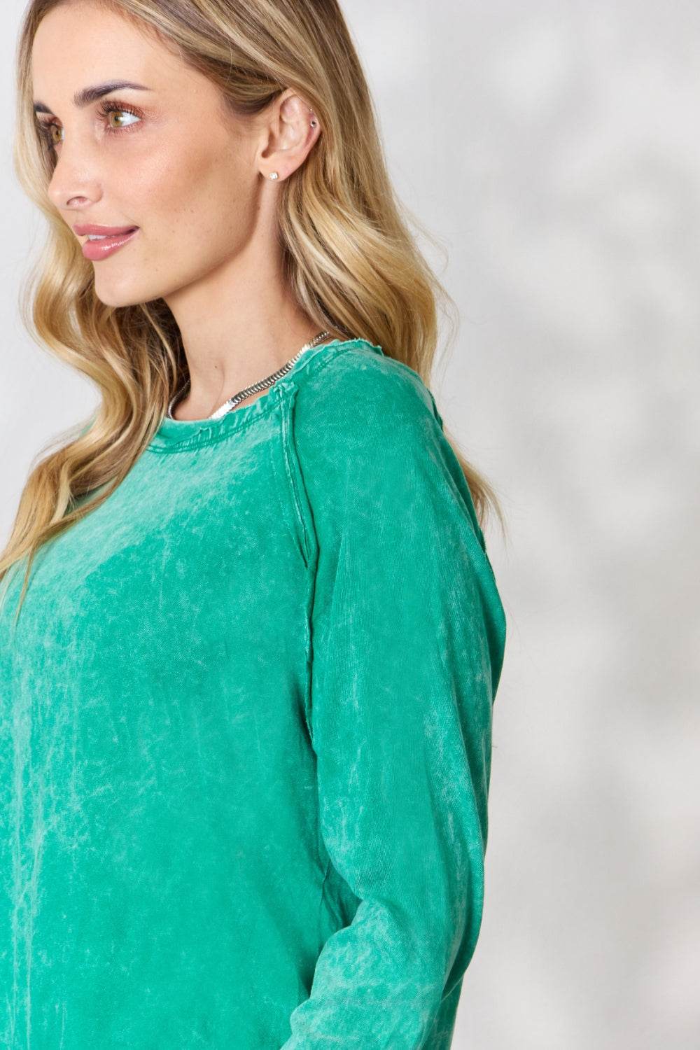 Zenana Round Neck Long Sleeve Top - DaTrendStore.Com