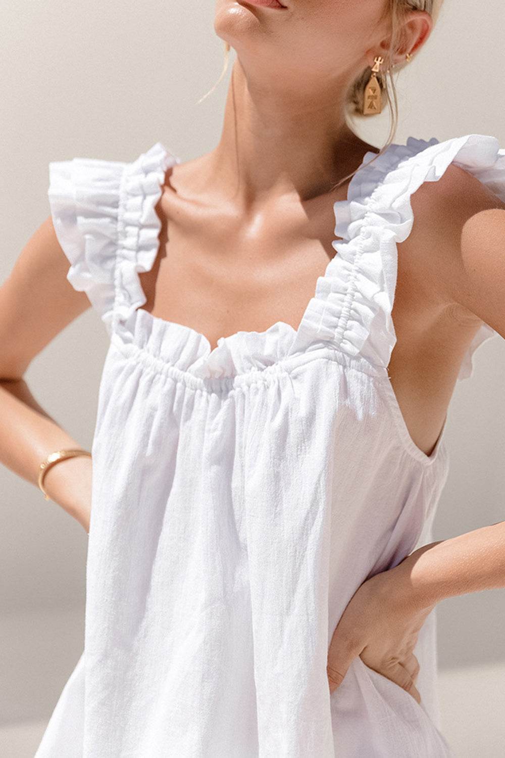 Ruffled Square Neck Top and Shorts Set - DaTrendStore.Com