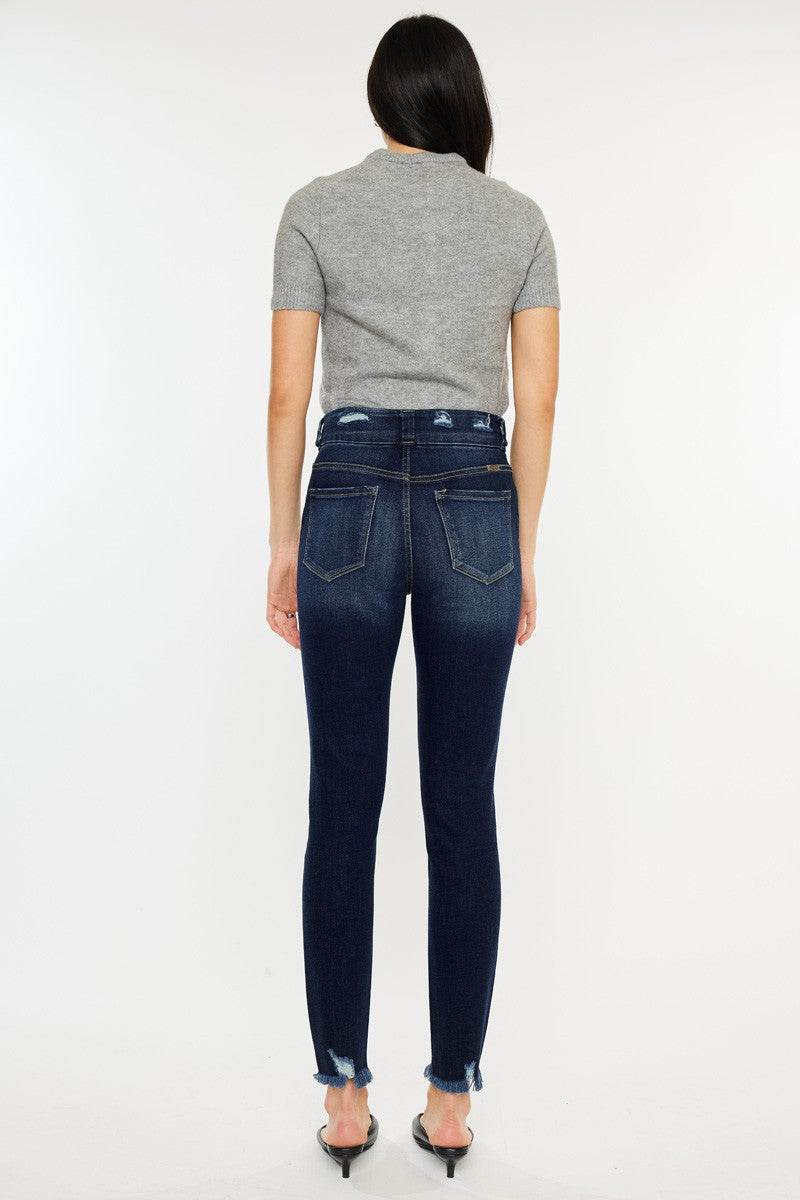 Kancan Full Size Cat's Whiskers Raw Hem High Waist Jeans - DaTrendStore.Com