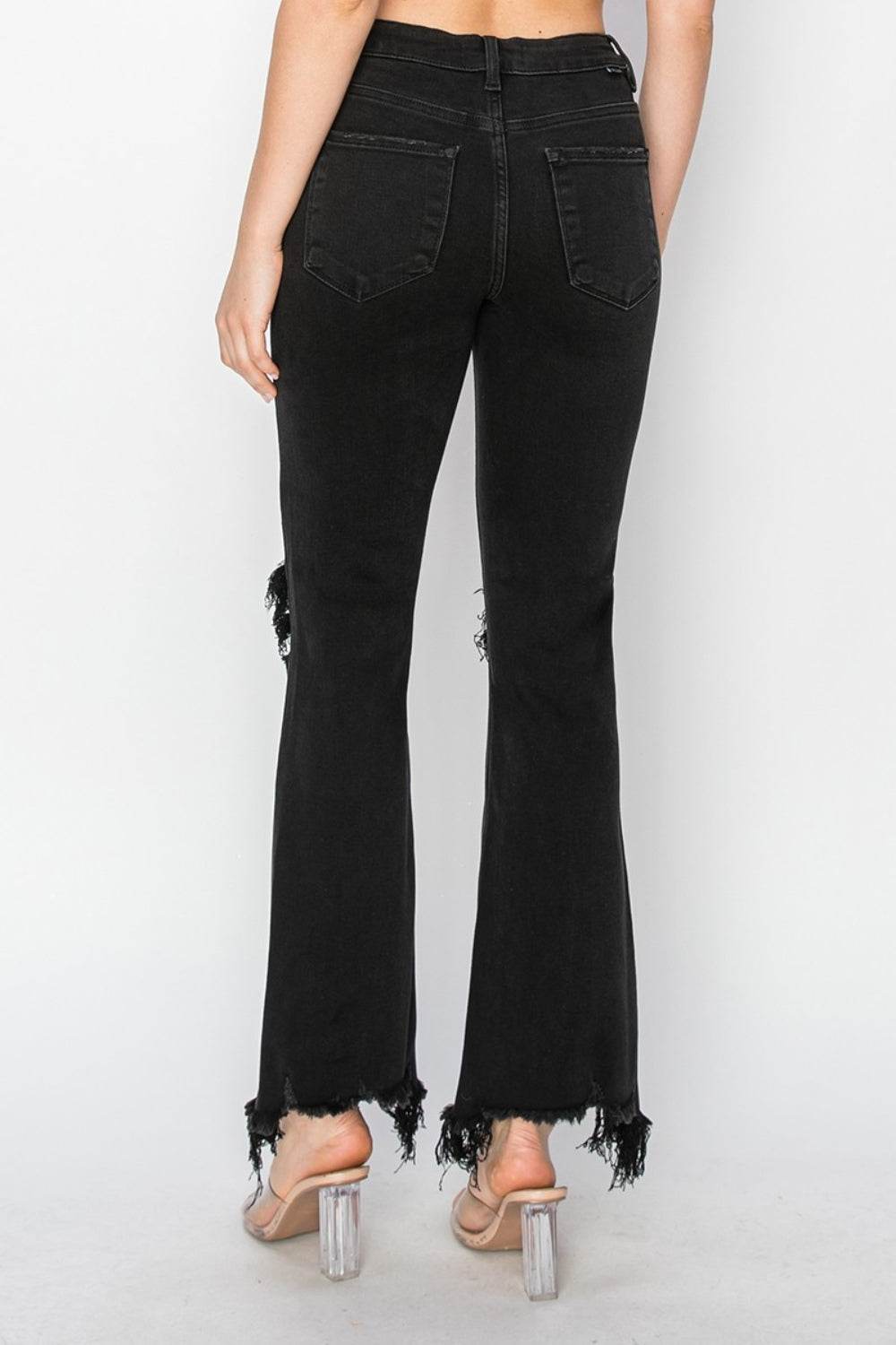 RISEN Full Size Distressed Raw Hem Jeans with Pockets - DaTrendStore.Com