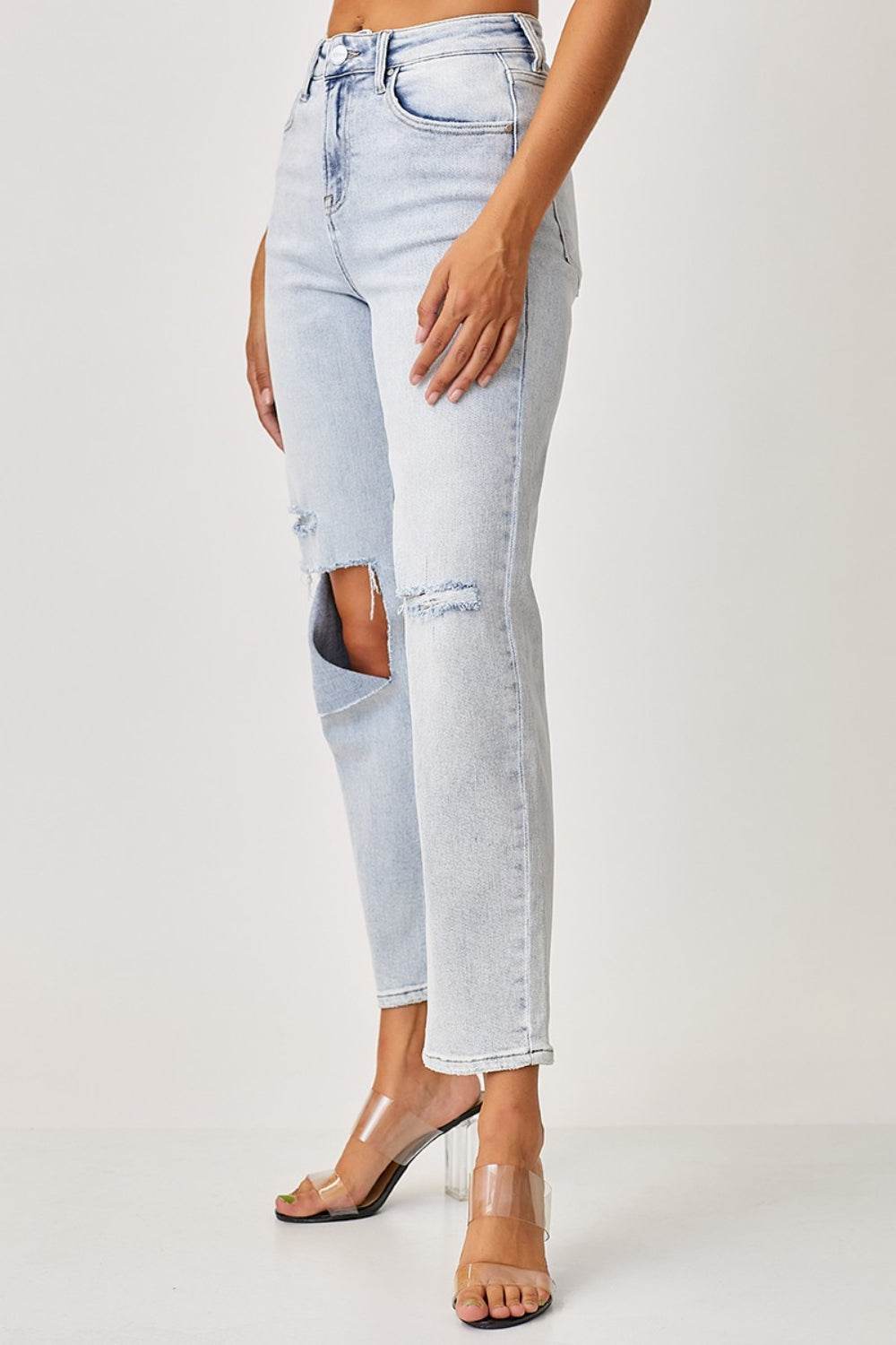RISEN High Rise Distressed Relaxed Jeans - DaTrendStore.Com