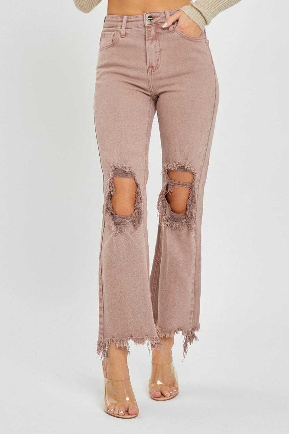 RISEN Distressed Ankle Bootcut Jeans - DaTrendStore.Com