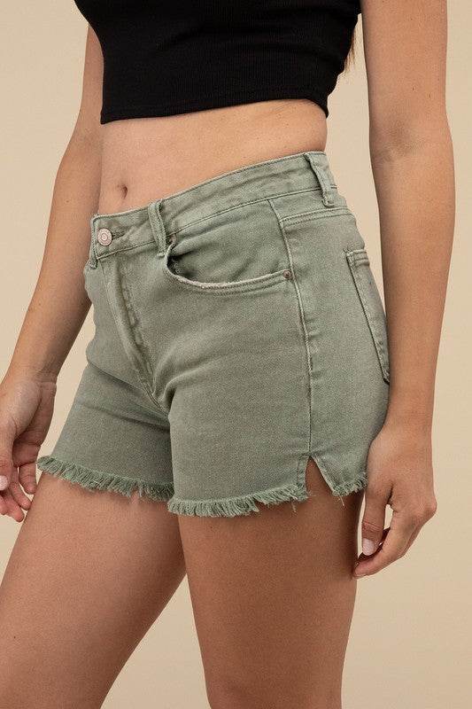 Acid Washed Frayed Cutoff Hem Shorts - DaTrendStore.Com