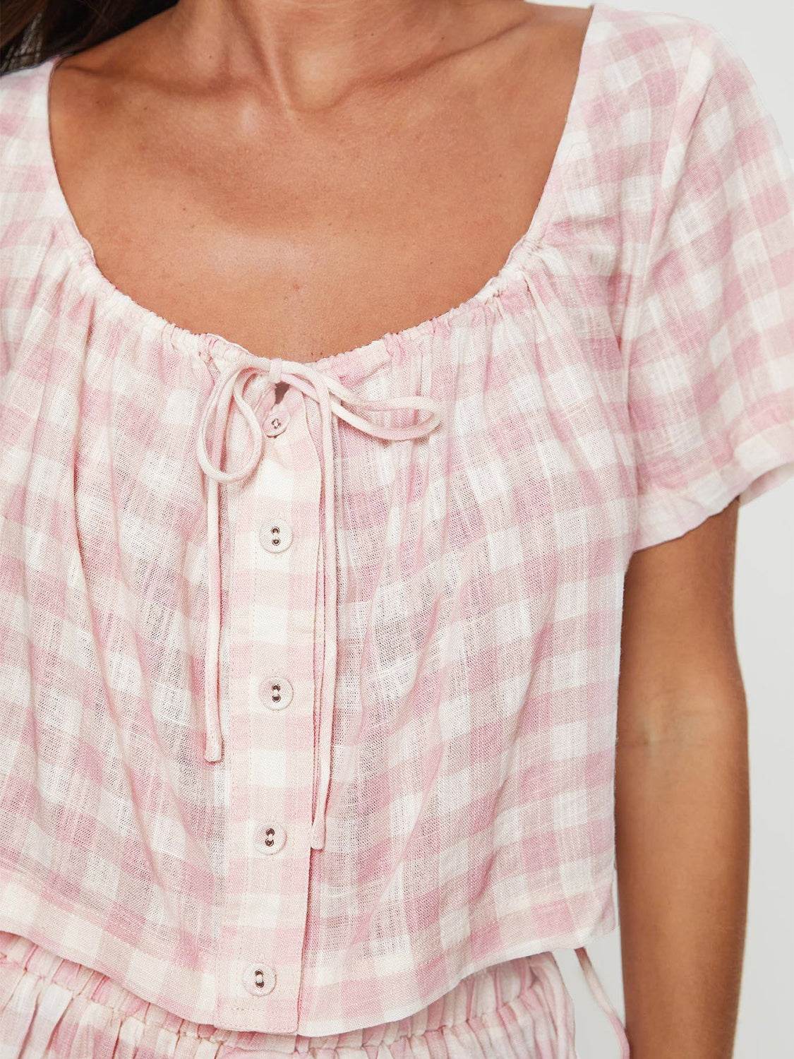 Plaid Short Sleeve Top and Shorts Set - DaTrendStore.Com