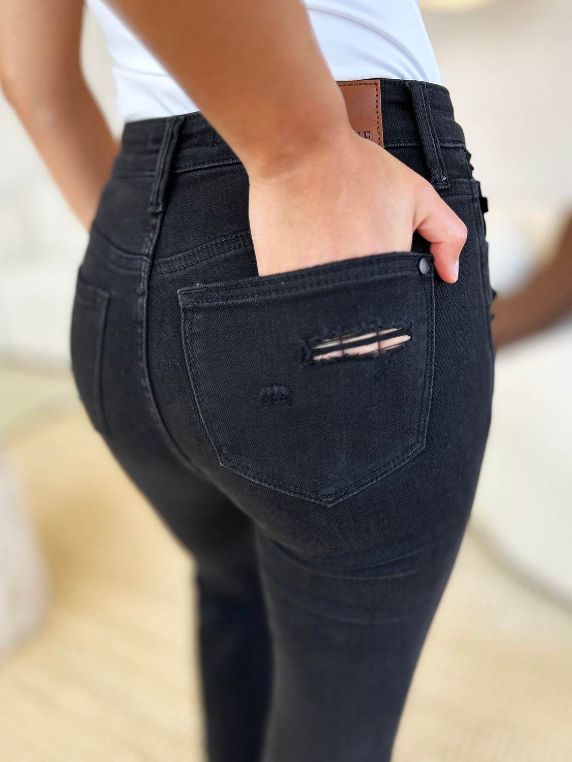Judy Blue Full Size High Waist Distressed Flare Jeans - DaTrendStore.Com