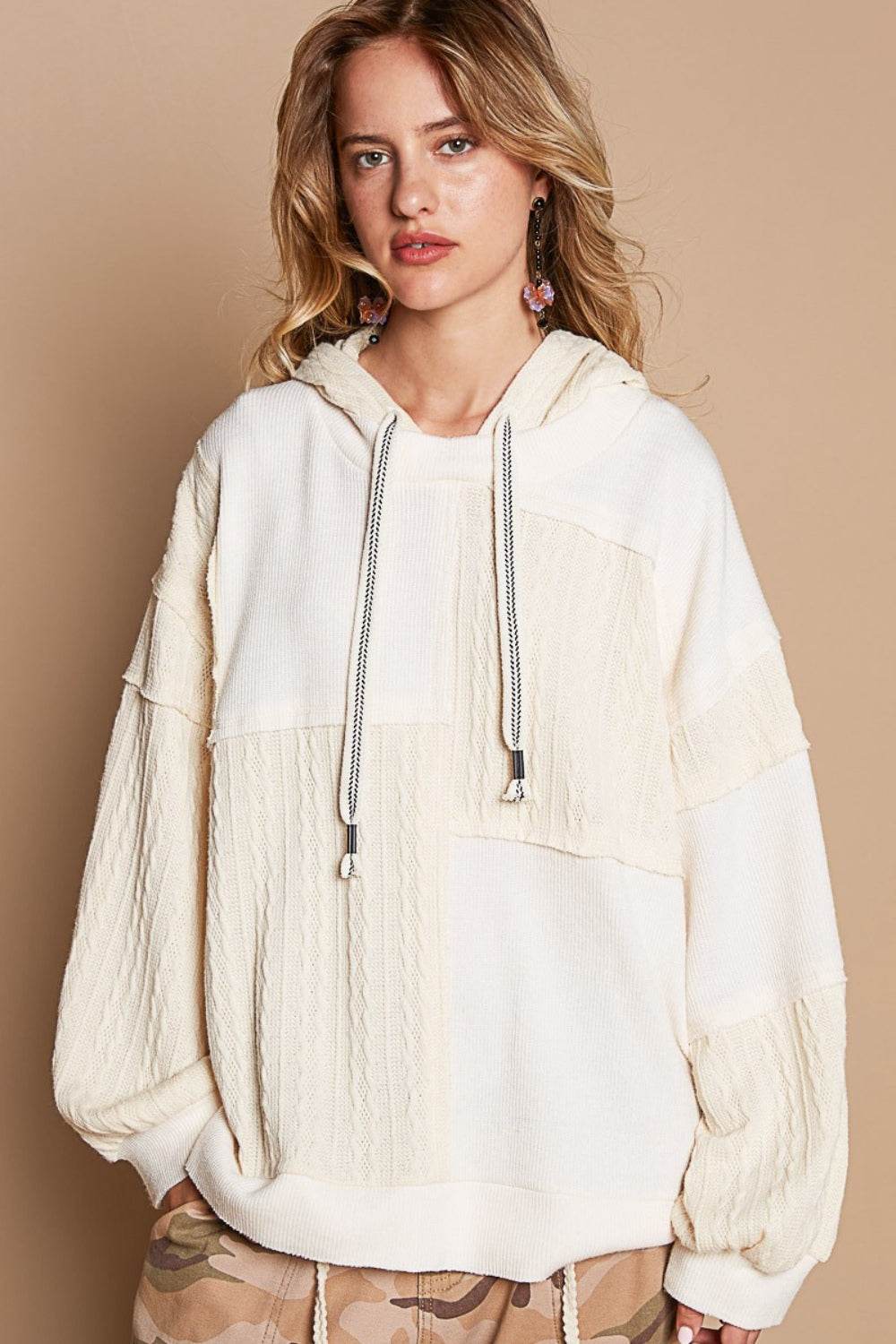 POL Exposed Seam Hooded Knit Top - DaTrendStore.Com