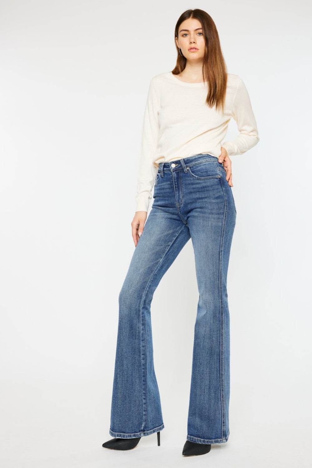 Kancan Cat's Whiskers High Waist Flare Jeans - DaTrendStore.Com