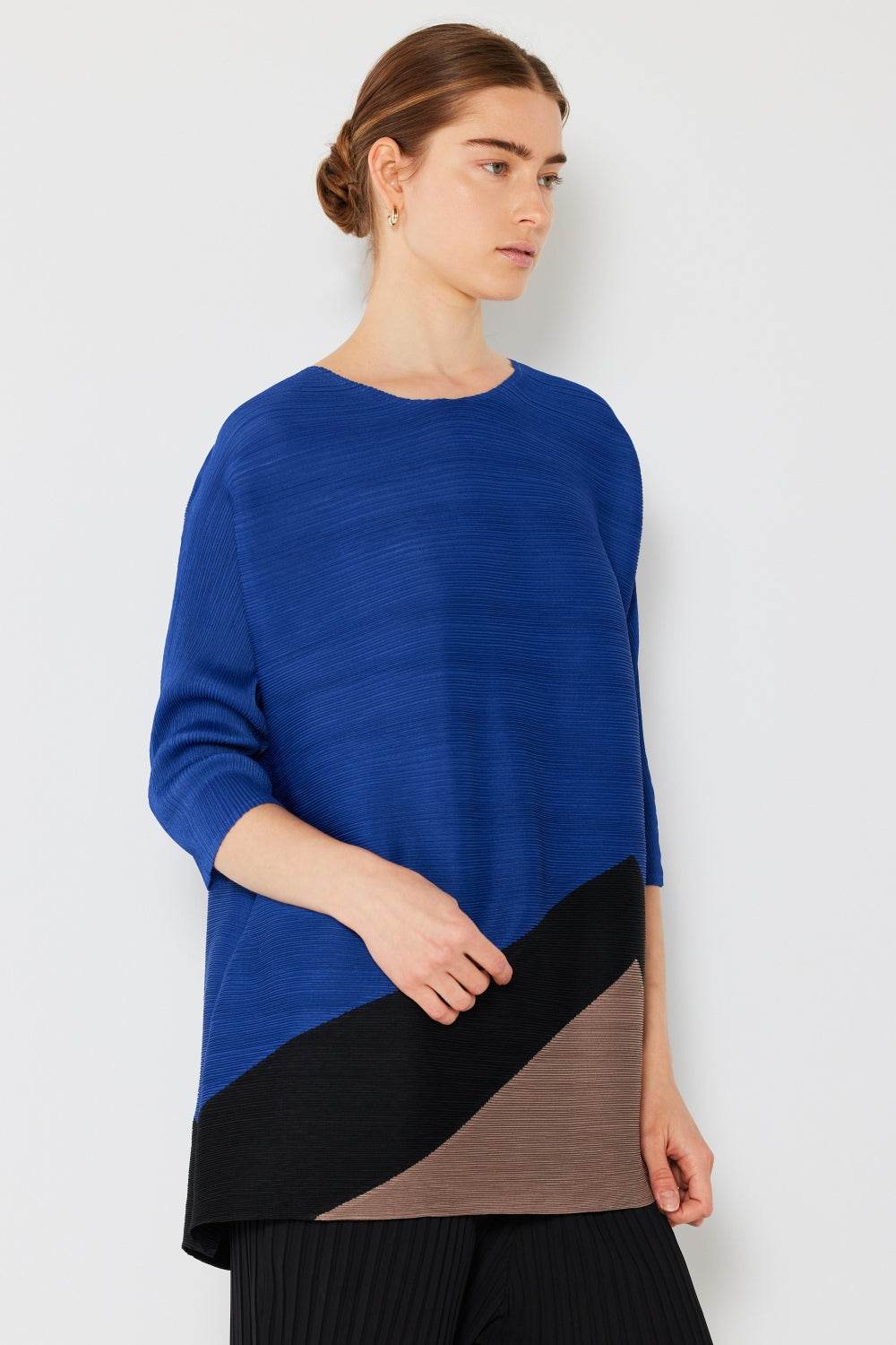 Marina West Swim Pleated Horizontal Rib Color Block Top - DaTrendStore.Com