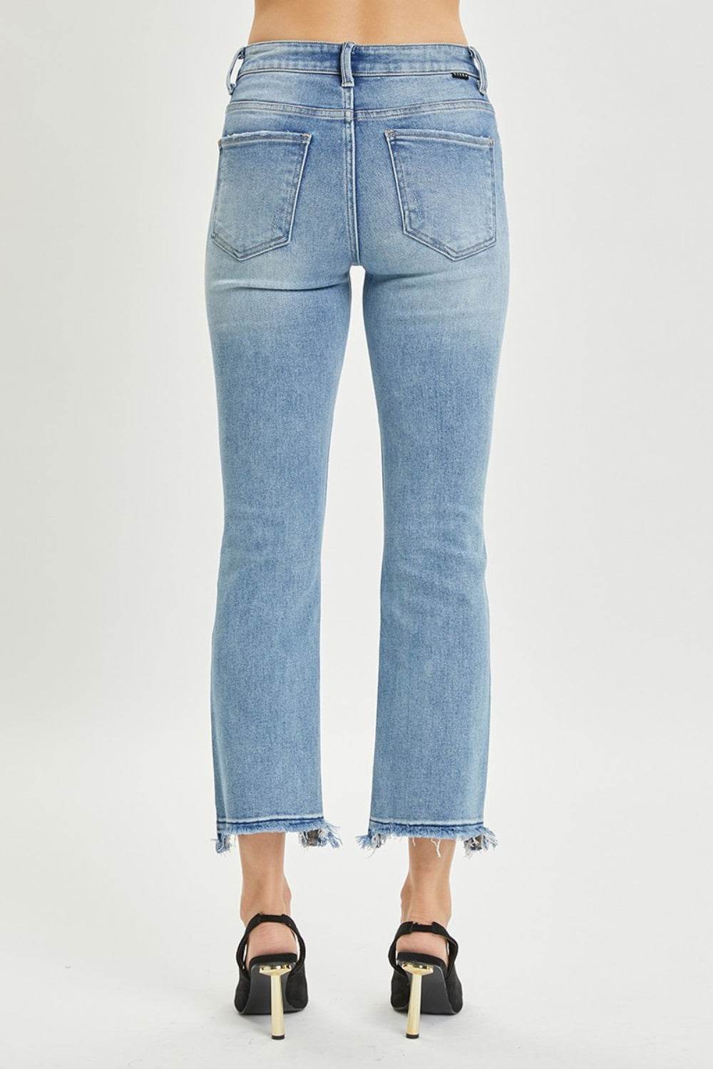 RISEN Full Size High Rise Distressed Cropped Straight Jeans - DaTrendStore.Com