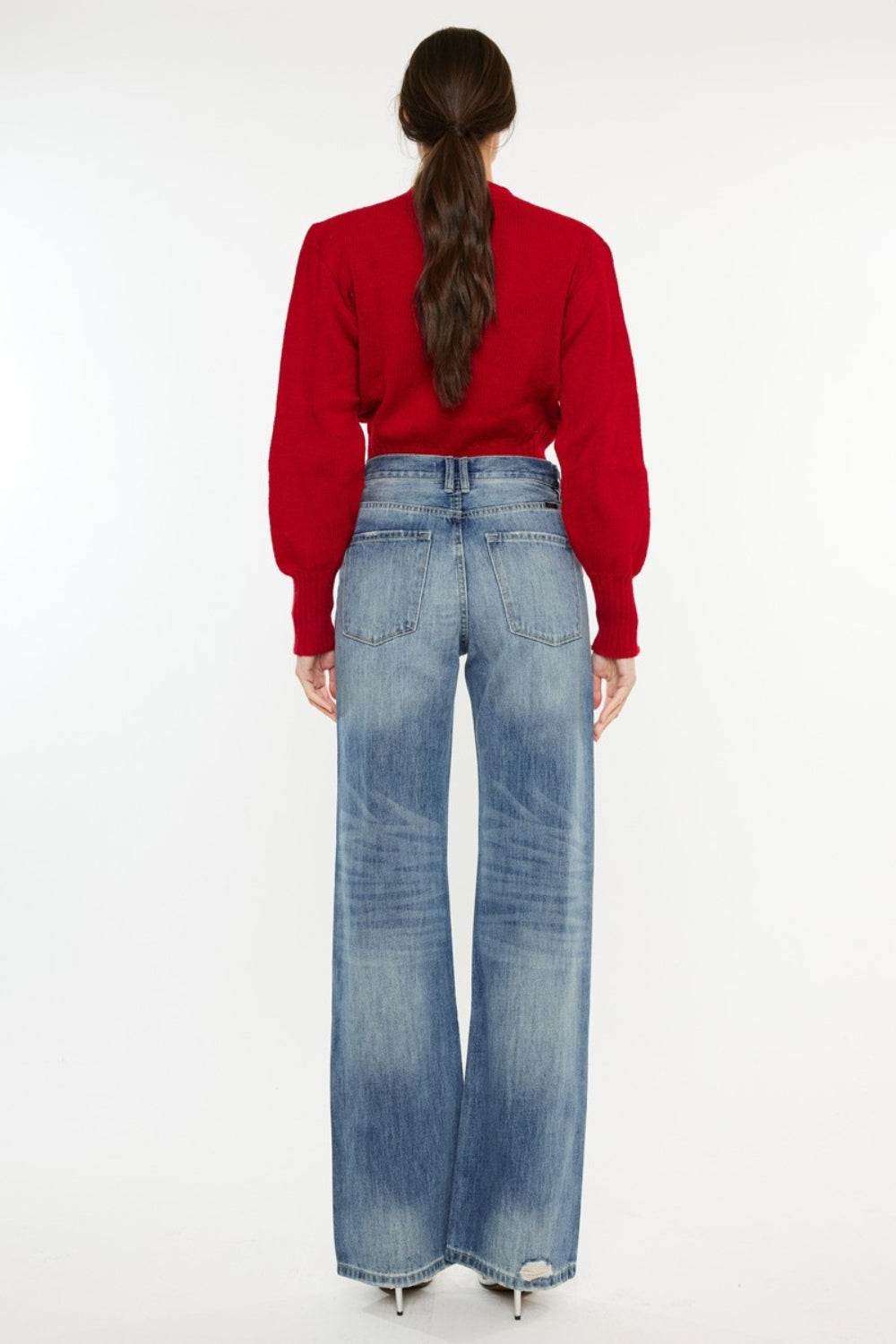 Kancan Distressed High Waist Bootcut Jeans - DaTrendStore.Com