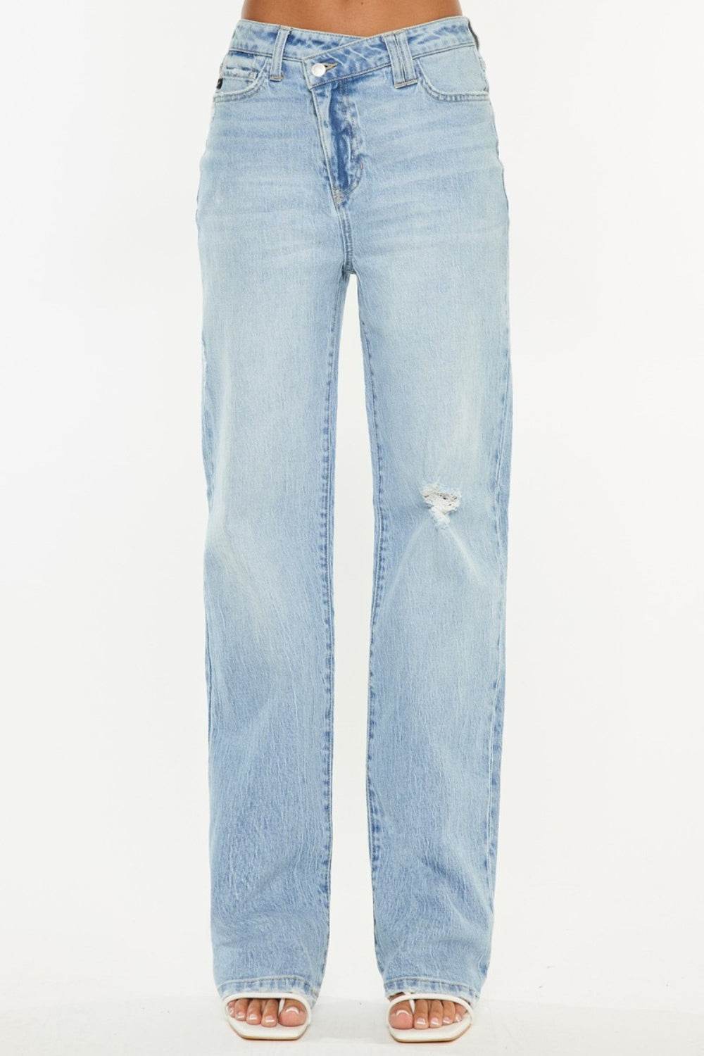 Kancan Distressed High Waist Straight Jeans - DaTrendStore.Com