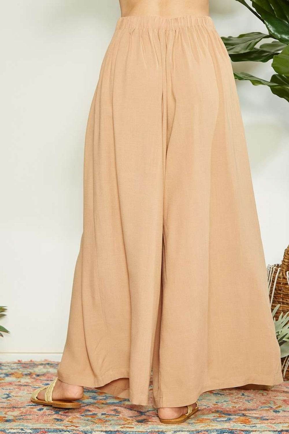 Mittoshop Wrap Pleating Detail Wide Leg Pants - DaTrendStore.Com