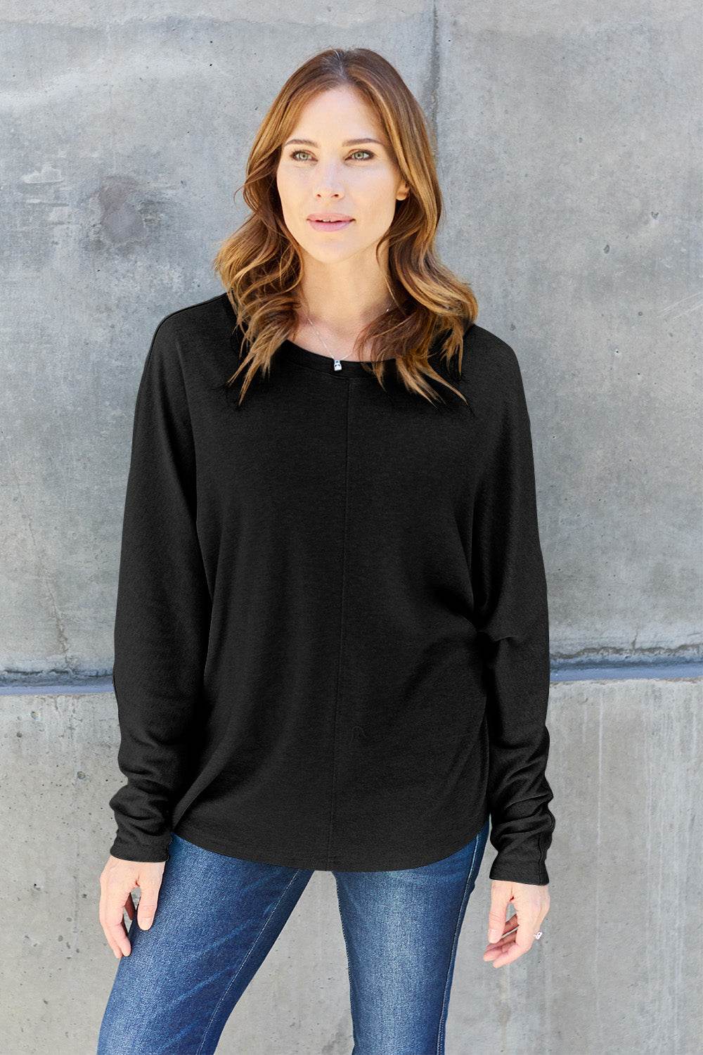 Double Take Full Size Round Neck Long Sleeve T-Shirt - DaTrendStore.Com