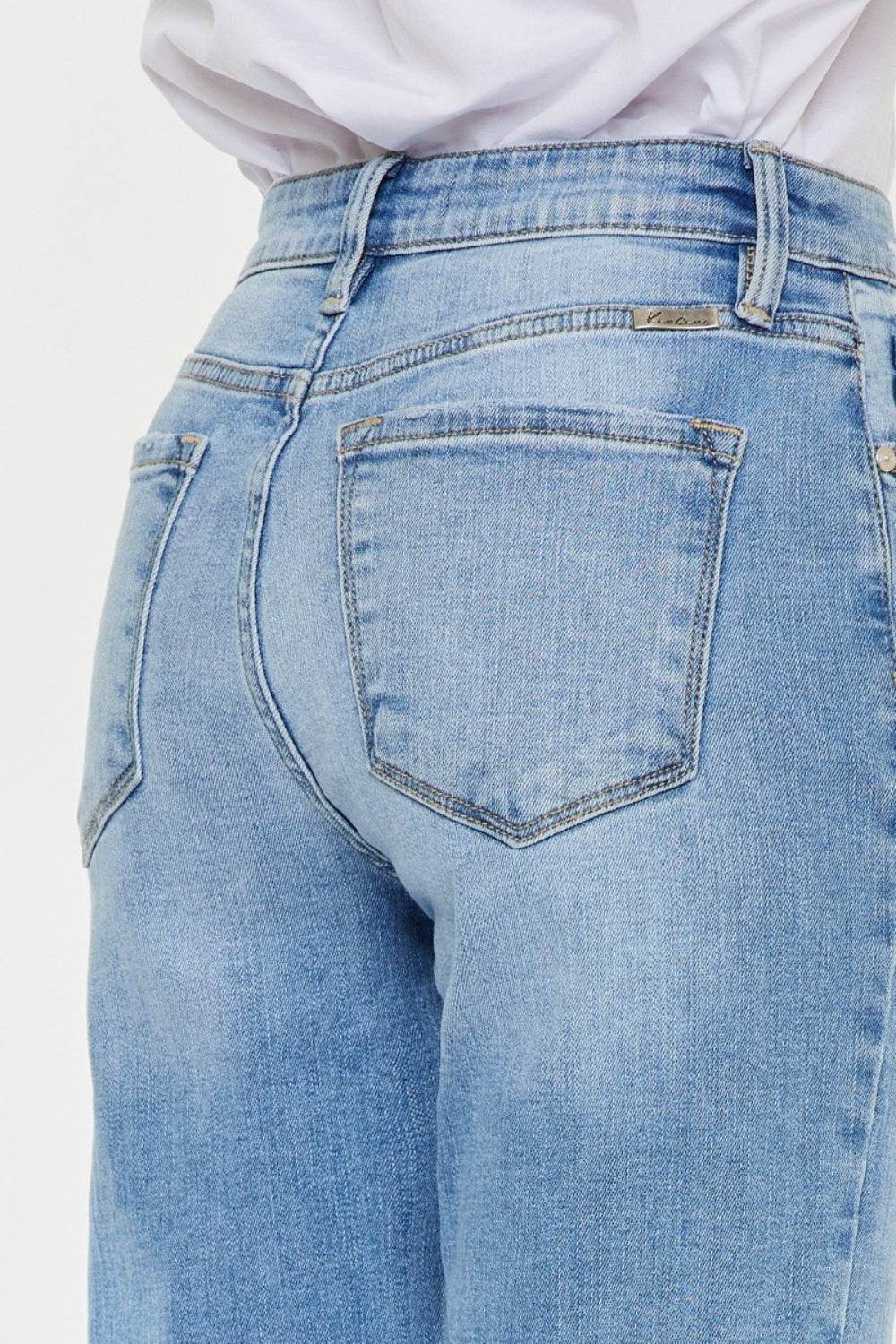 Kancan High Waist Raw Hem Straight Jeans - DaTrendStore.Com