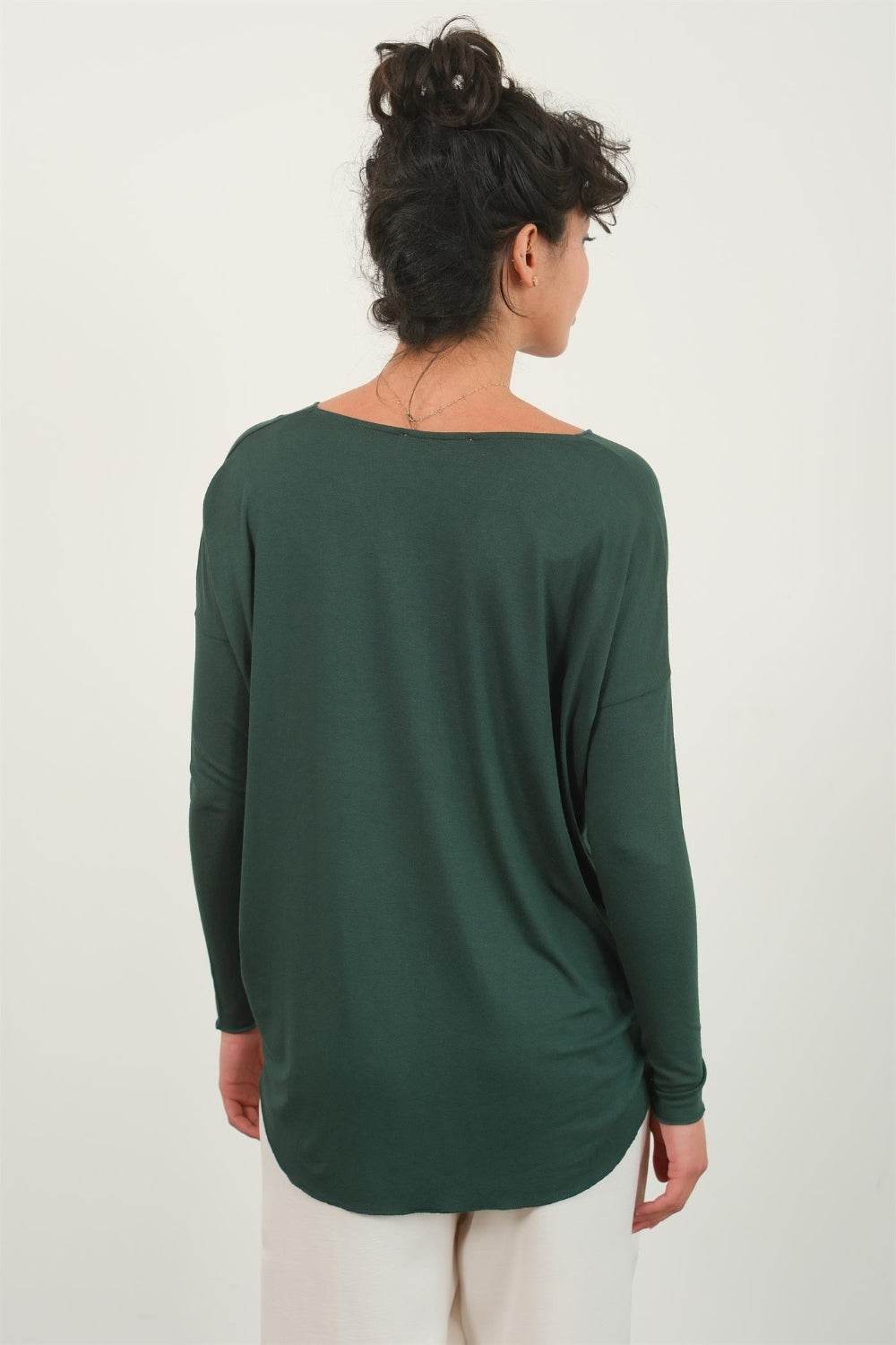 HYFVE Draped Drop Shoulder Long Sleeve Top - DaTrendStore.Com