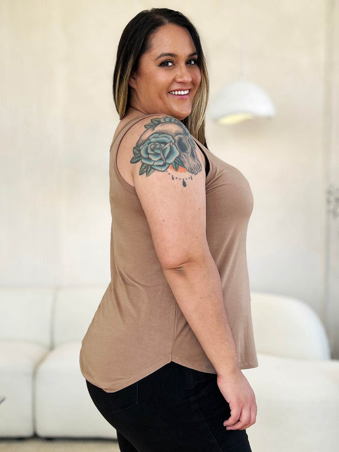 Basic Bae Full Size Round Neck Curved Hem Tank - DaTrendStore.Com