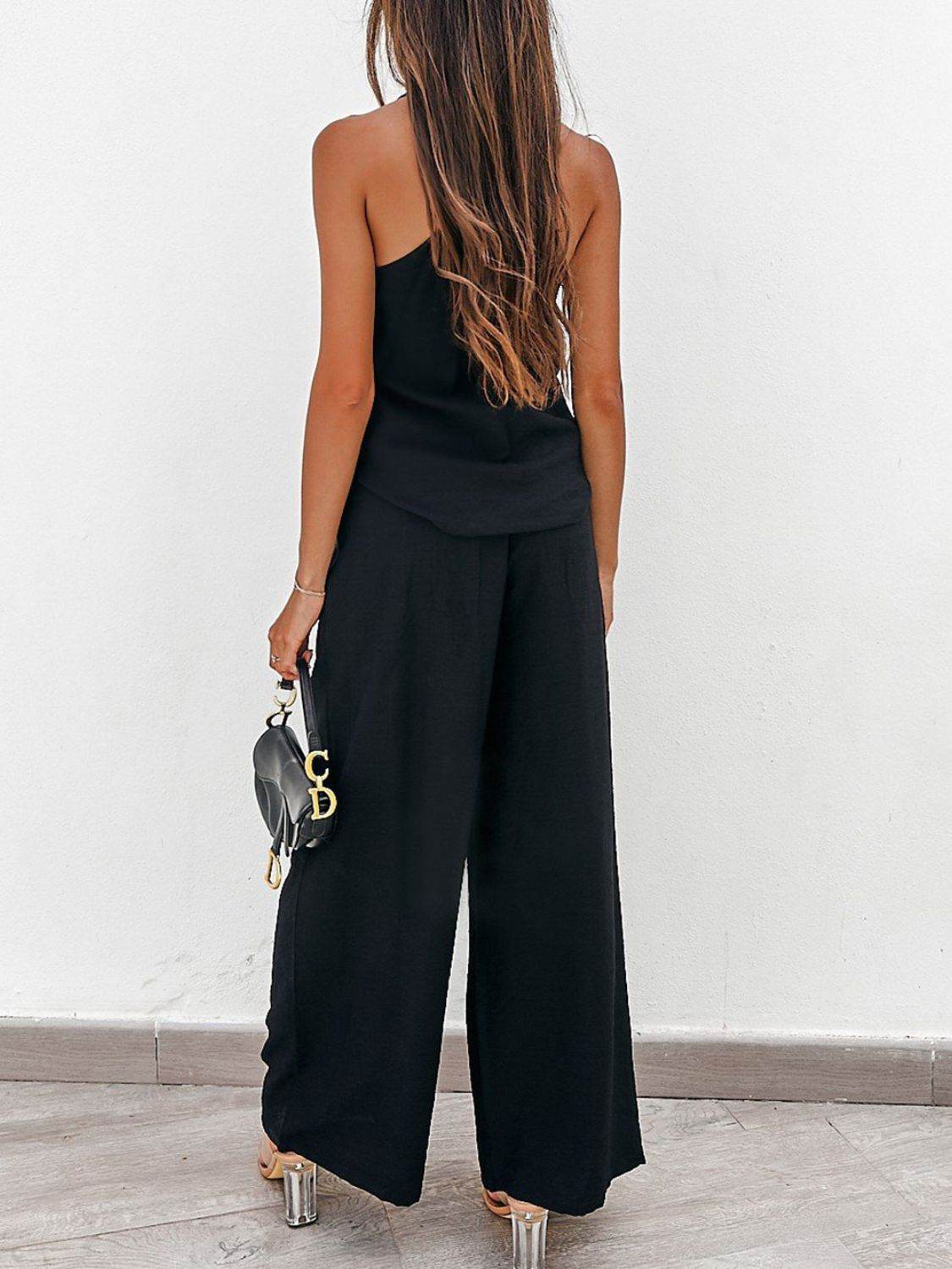 Spaghetti Strap Cami and Wide Leg Pants Set - DaTrendStore.Com