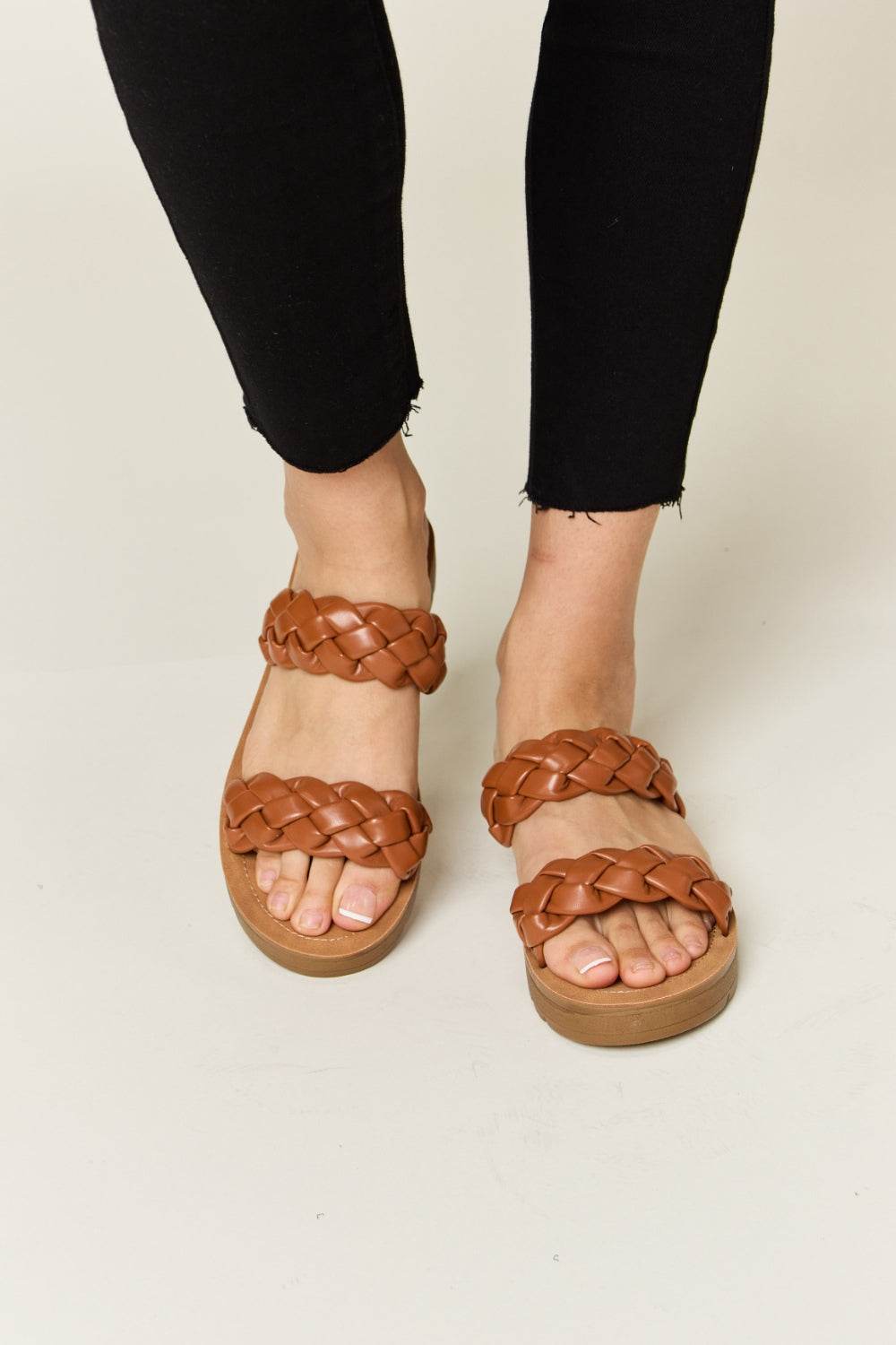 WILD DIVA Woven Dual Band Platform Sandals - DaTrendStore.Com