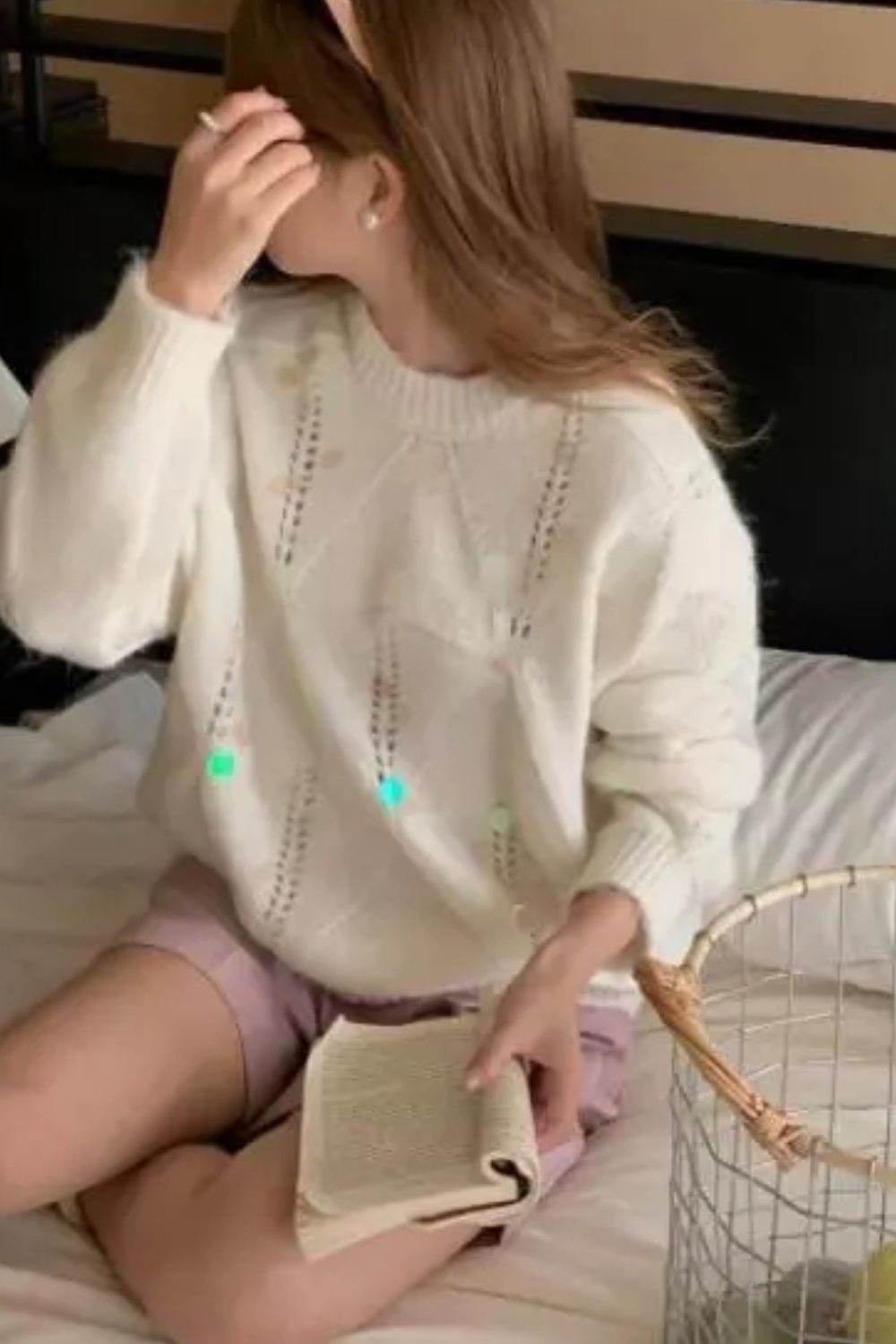 Sequin Round Neck Long Sleeve Sweater - DaTrendStore.Com
