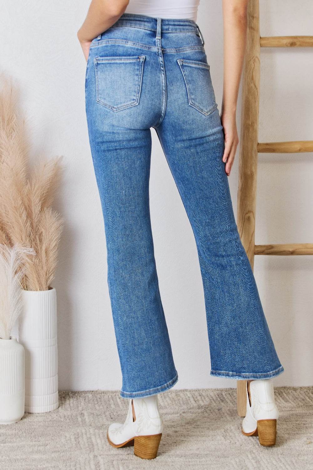 RISEN Full Size High Rise Ankle Flare Jeans - DaTrendStore.Com