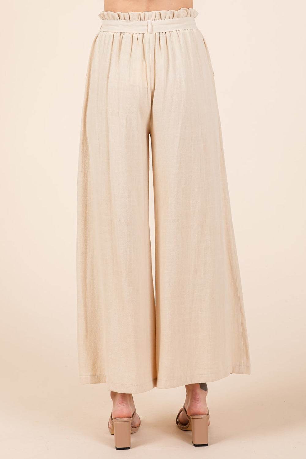 Mittoshop High Waist Tie Front Wide Leg Pants - DaTrendStore.Com