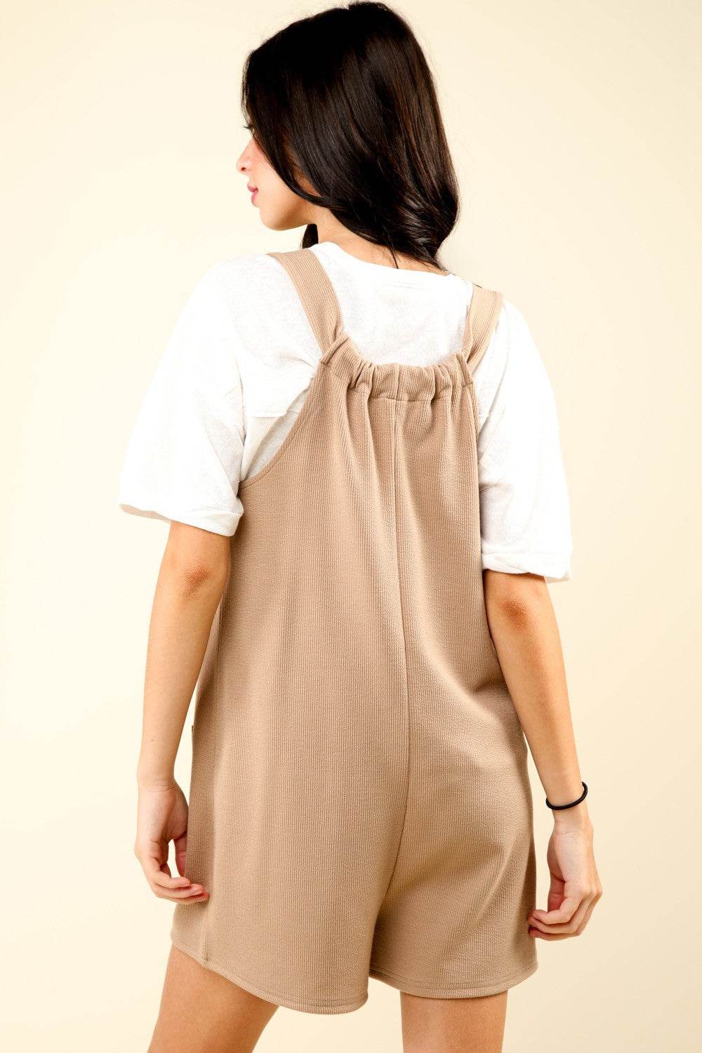 VERY J Tie Shoulder Front Pocket Romper - DaTrendStore.Com