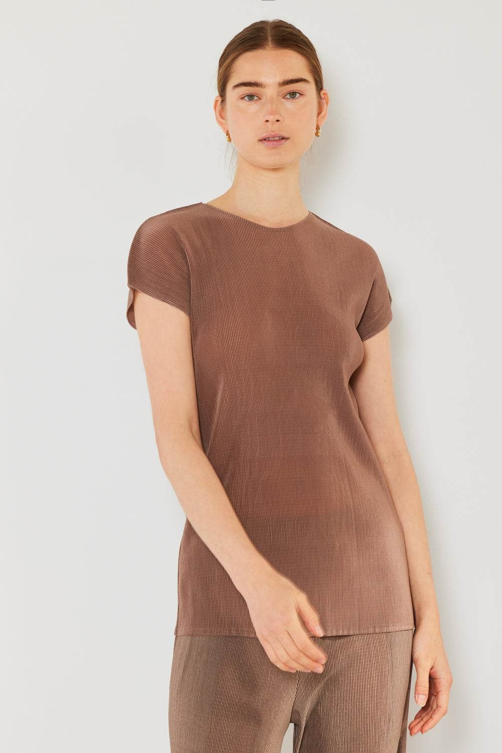 Marina West Swim Rib Pleated Cap Sleeve Top - DaTrendStore.Com