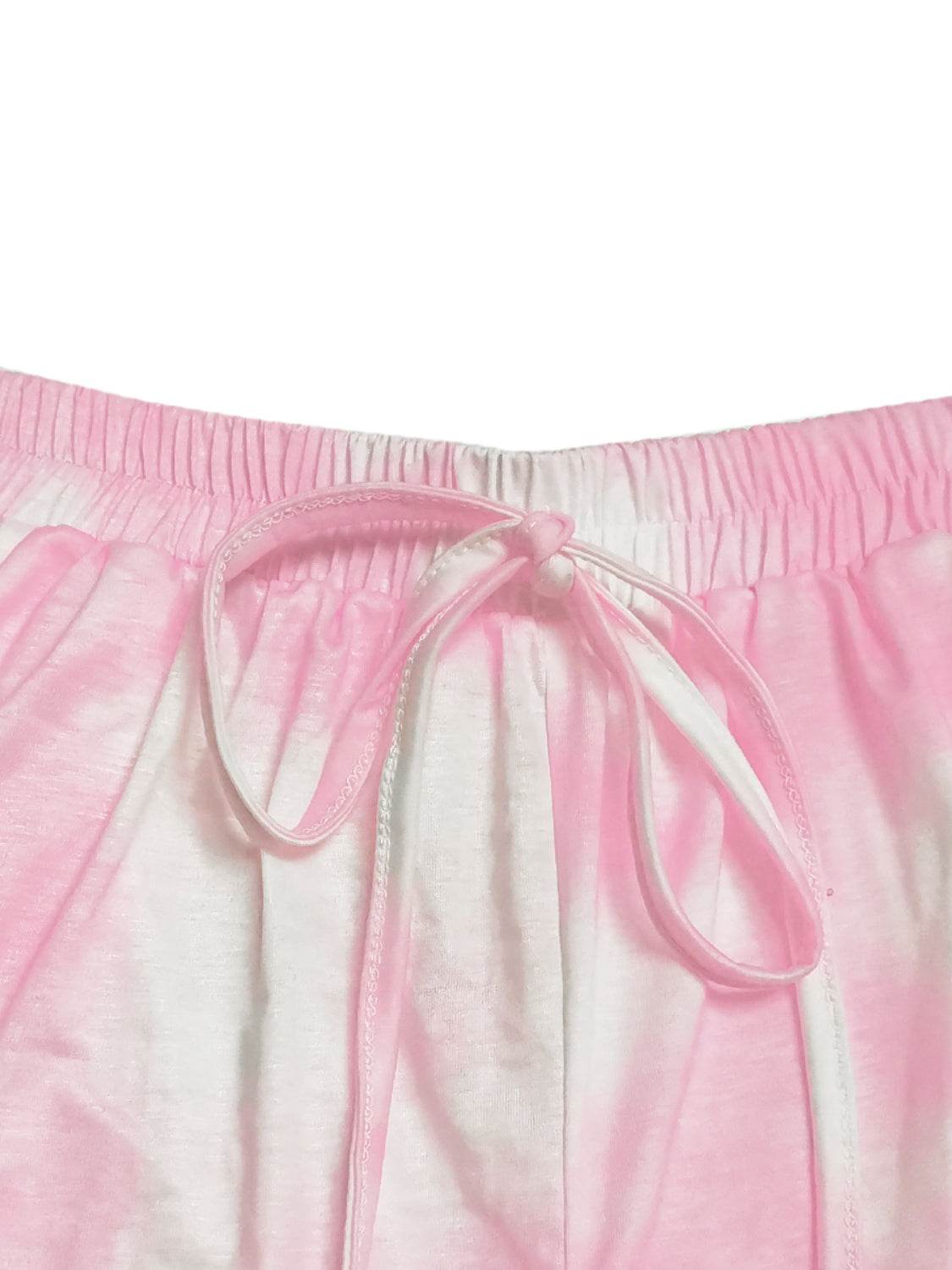 Shiny Tie-Dye Round Neck Short Sleeve Top and Pants - DaTrendStore.Com