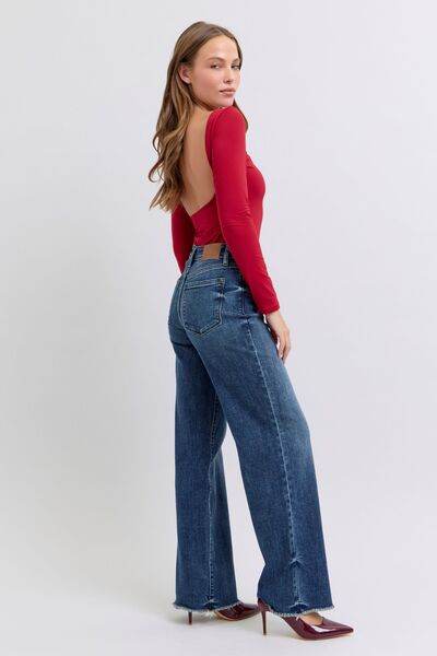 Judy Blue Full Size Raw Hem Mid Rise Jeans - DaTrendStore.Com