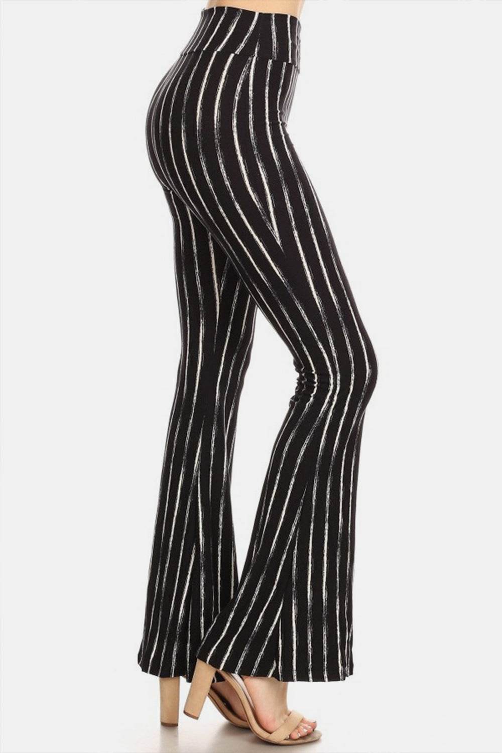 Leggings Depot Striped High Waist Flare Pants - DaTrendStore.Com